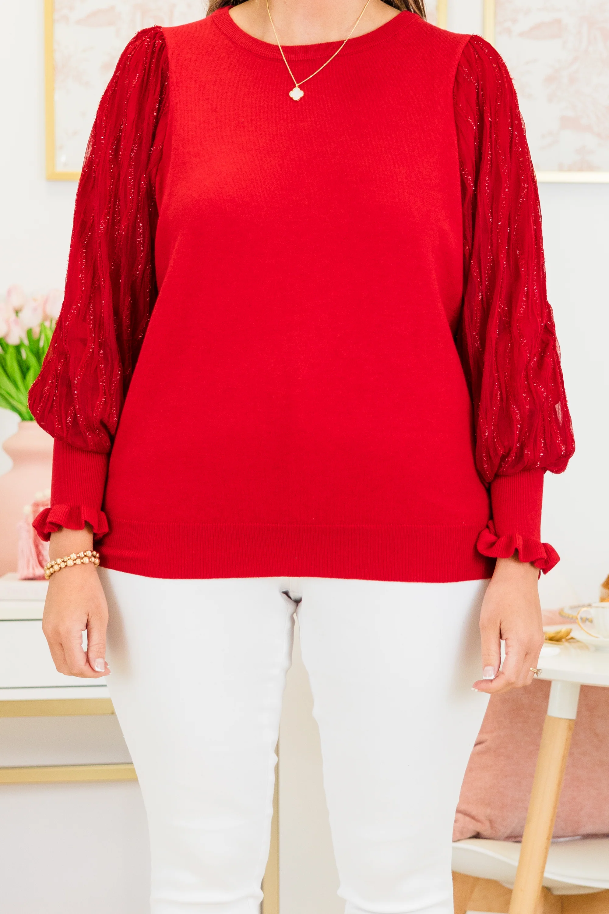 Give Me Beautiful Flowers Top, Red - Giverhouse