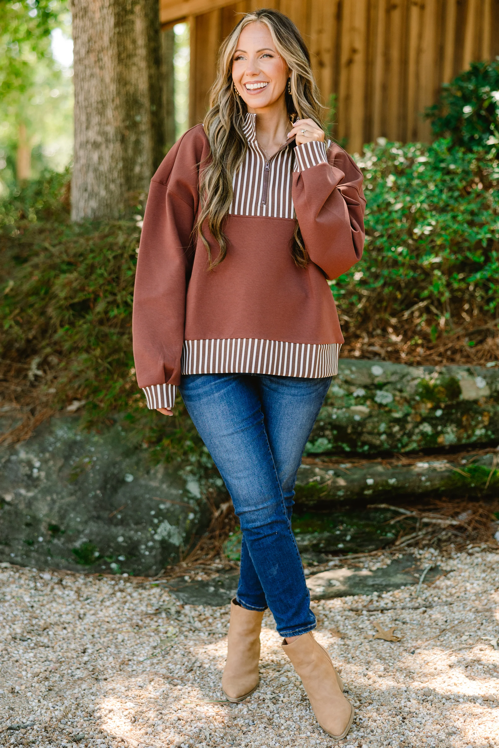 Give Your All Pullover, Brown - Giverhouse