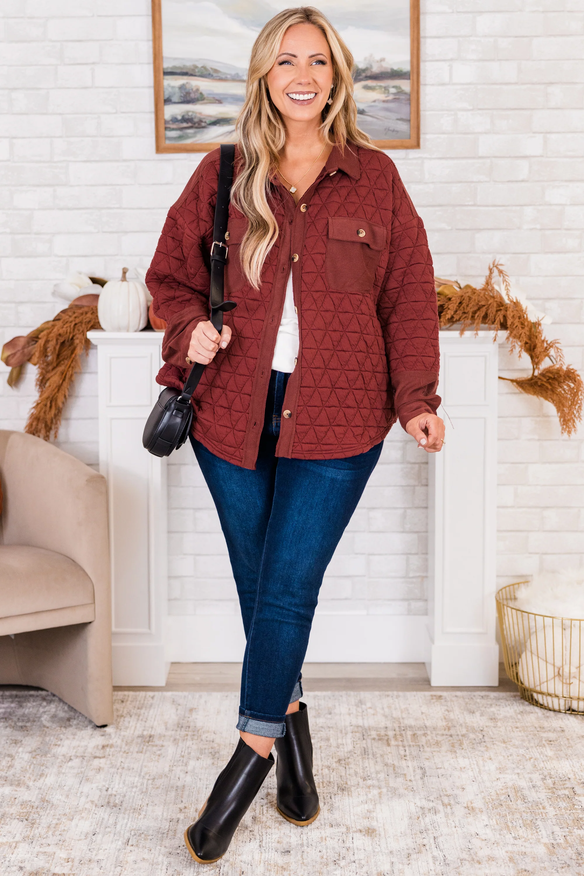 Apple Cider Shacket, Brick - Giverhouse