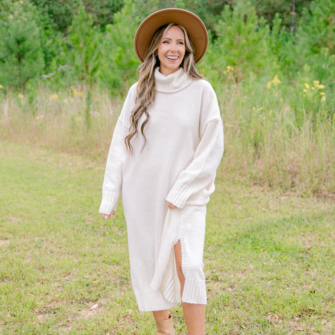 On The Mark Sweater Dress, Cream - Giverhouse