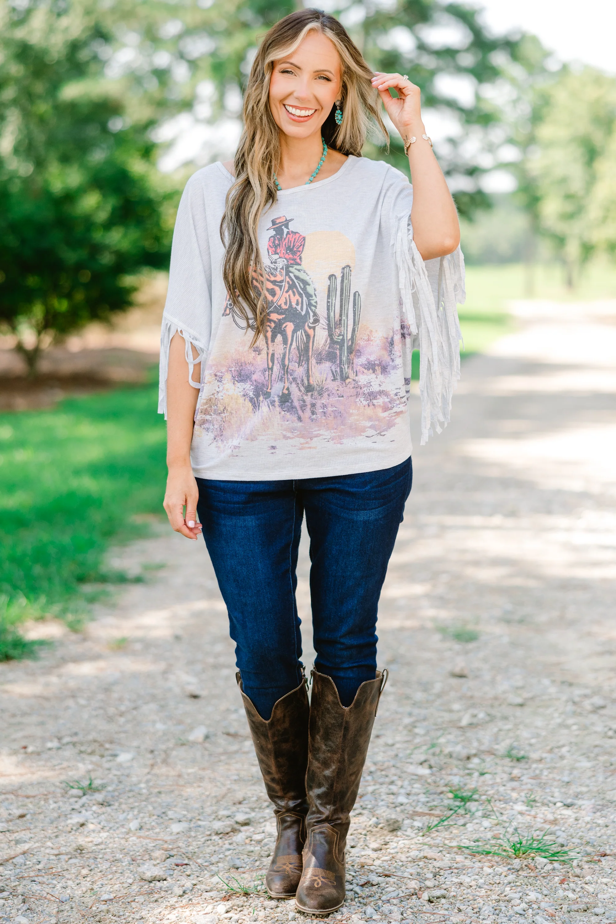 The Wild West Top, Heather Gray - Giverhouse