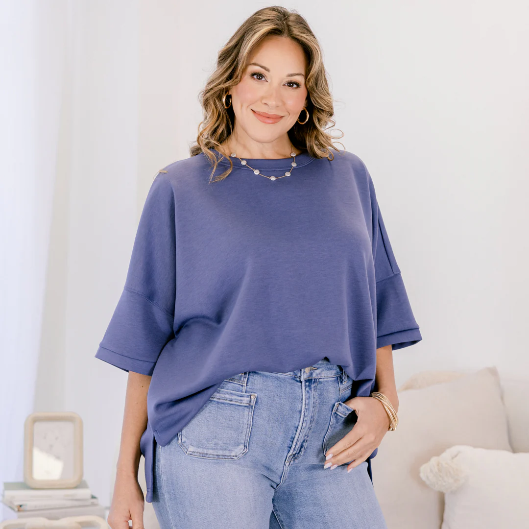 Comfortable Charm Top, Blue Indigo - Giverhouse