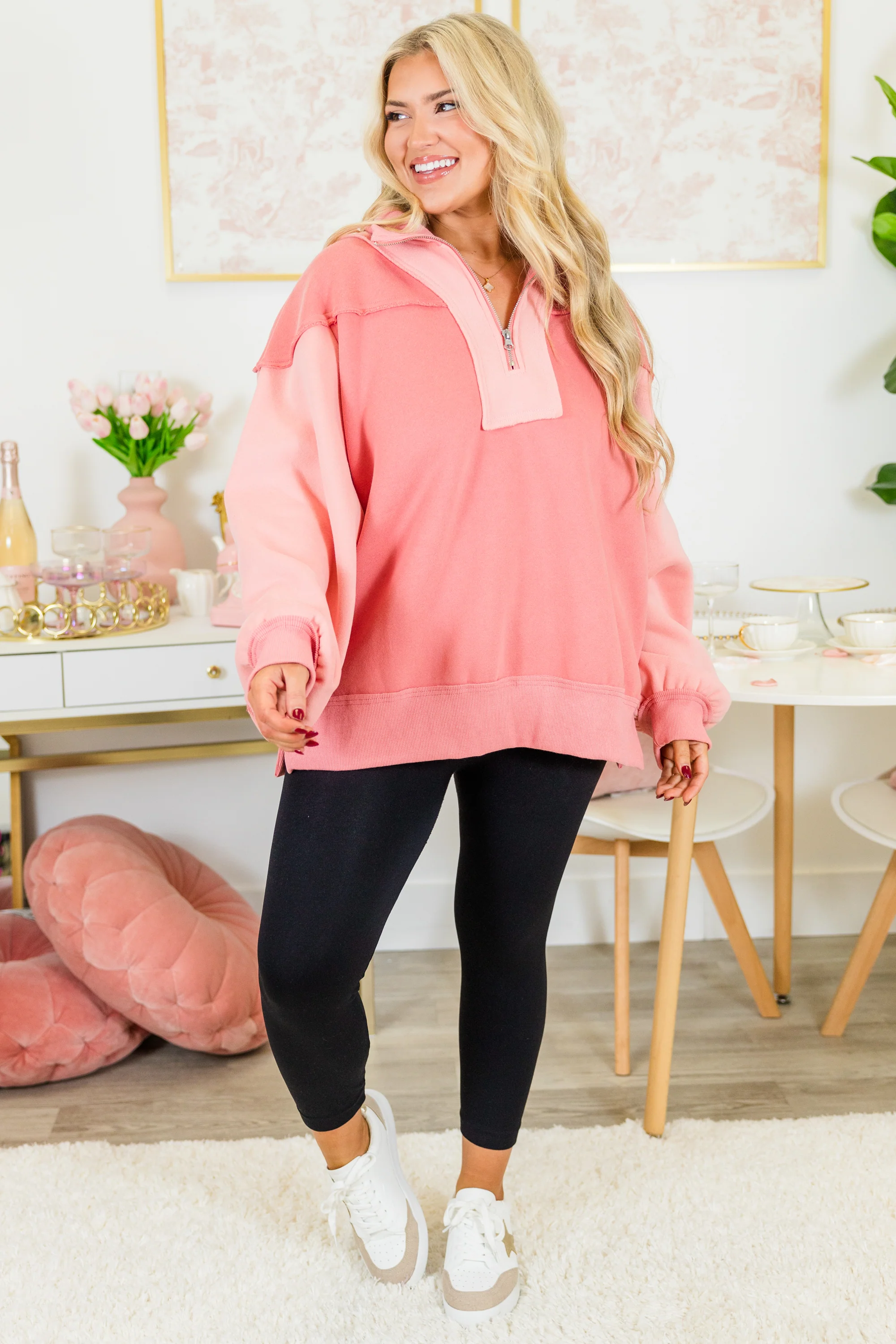 All We Want Pullover, Salmon - Giverhouse
