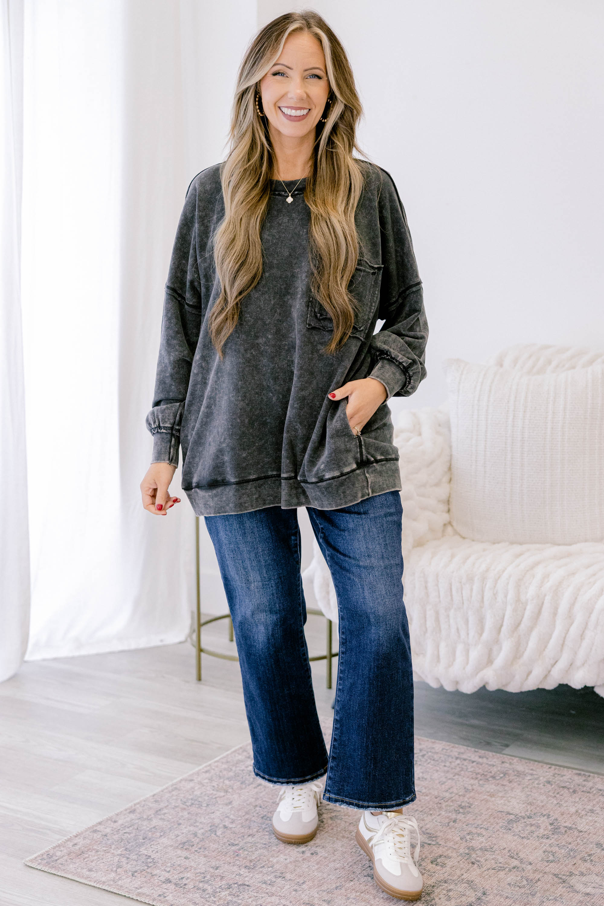 Here With Open Arms Pullover, Ash Black - Giverhouse