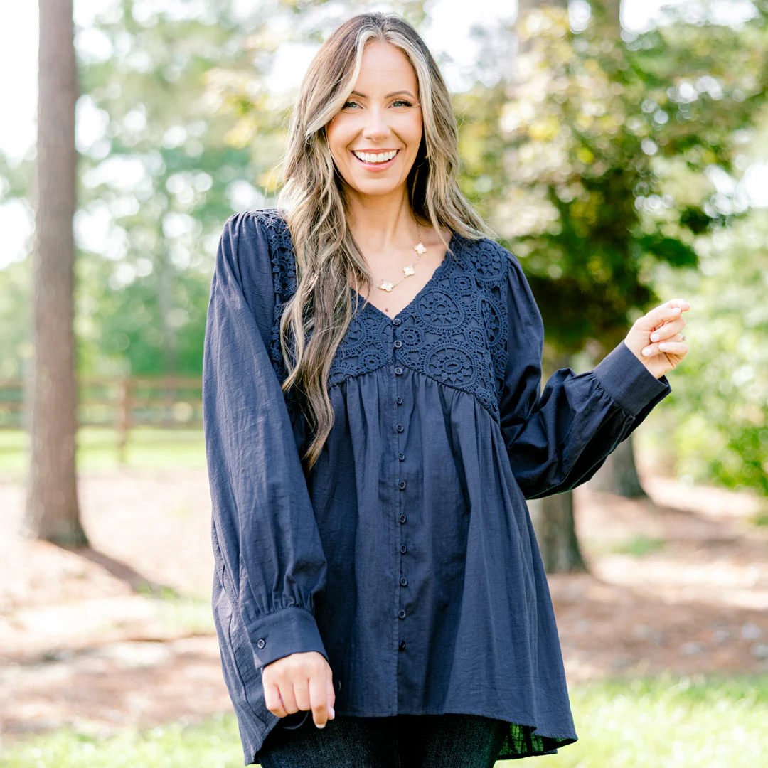 Fireside Stories Top, Blue - Giverhouse