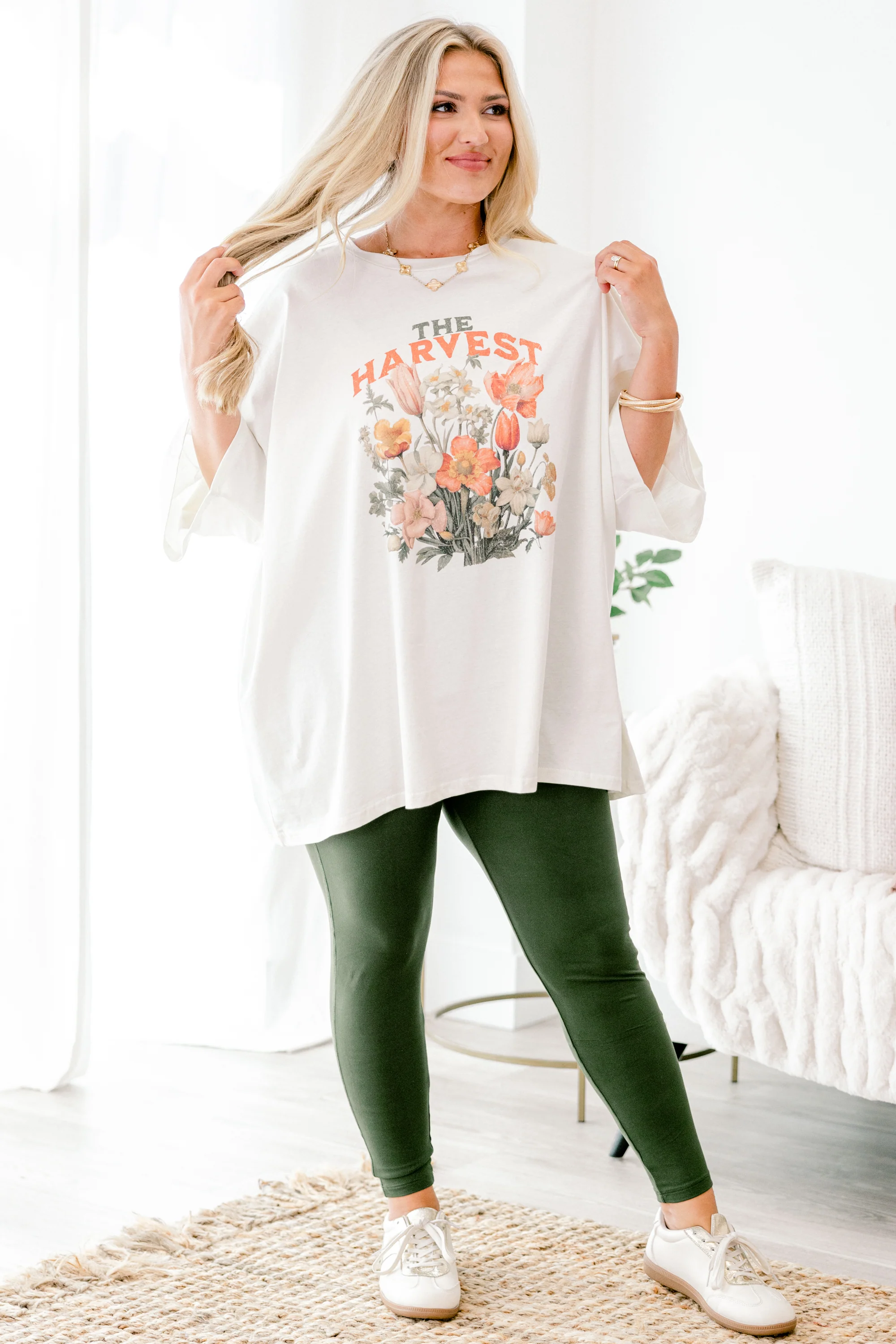 Harvest Season Boyfriend Tee, Ivory - Giverhouse