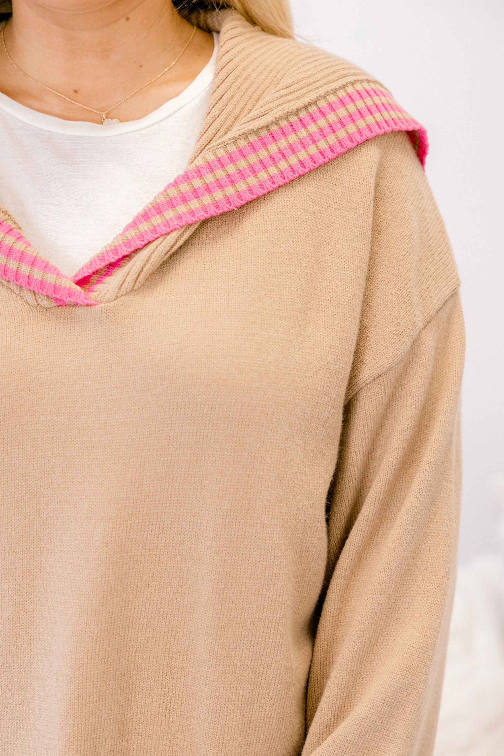 Smiling Through It All Sweater, Taupe-Pink - Giverhouse