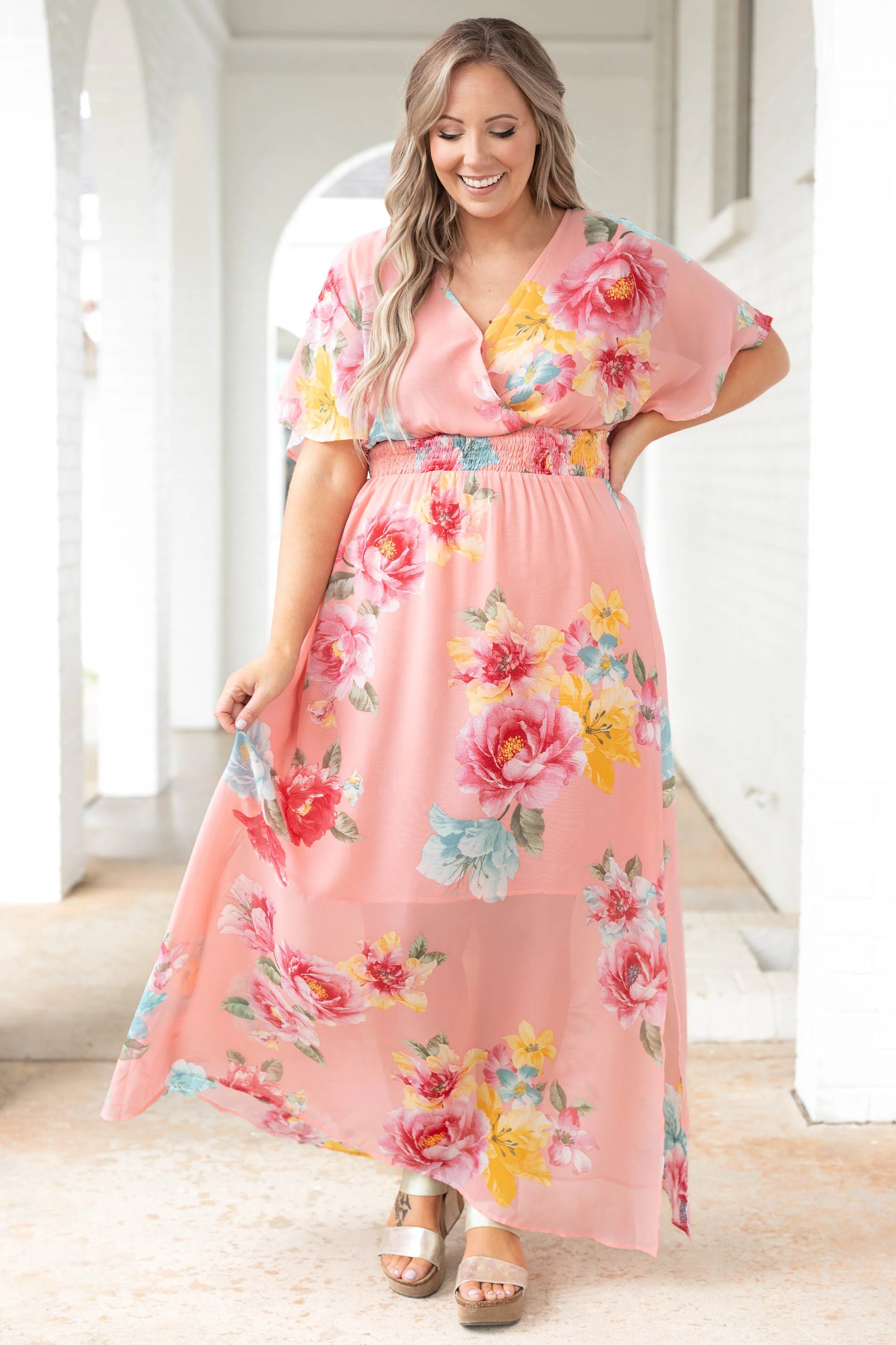 Sweet Laughter Dress, Coral Pink - Giverhouse