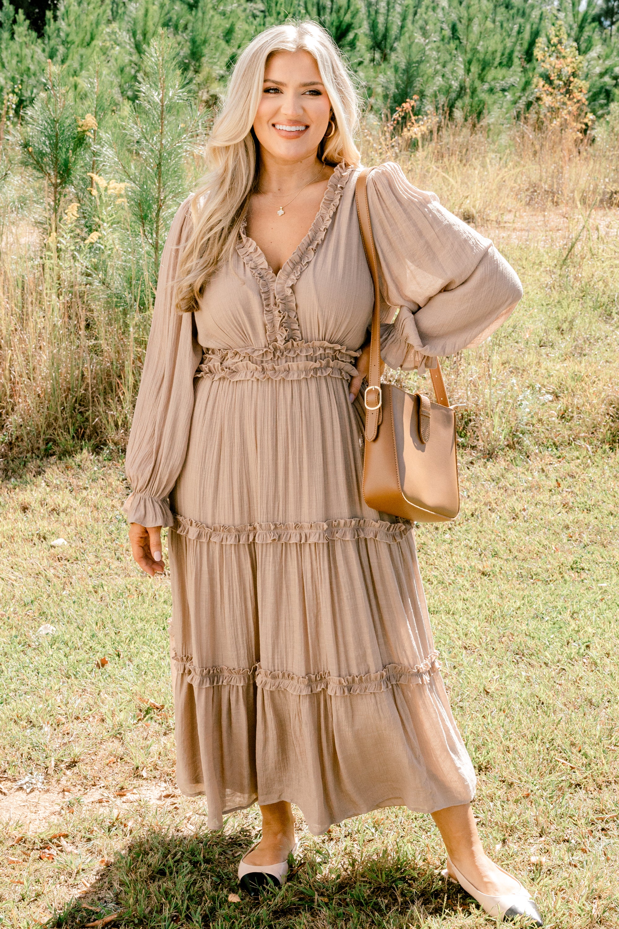 Vivid Palms Dress, Taupe - Giverhouse