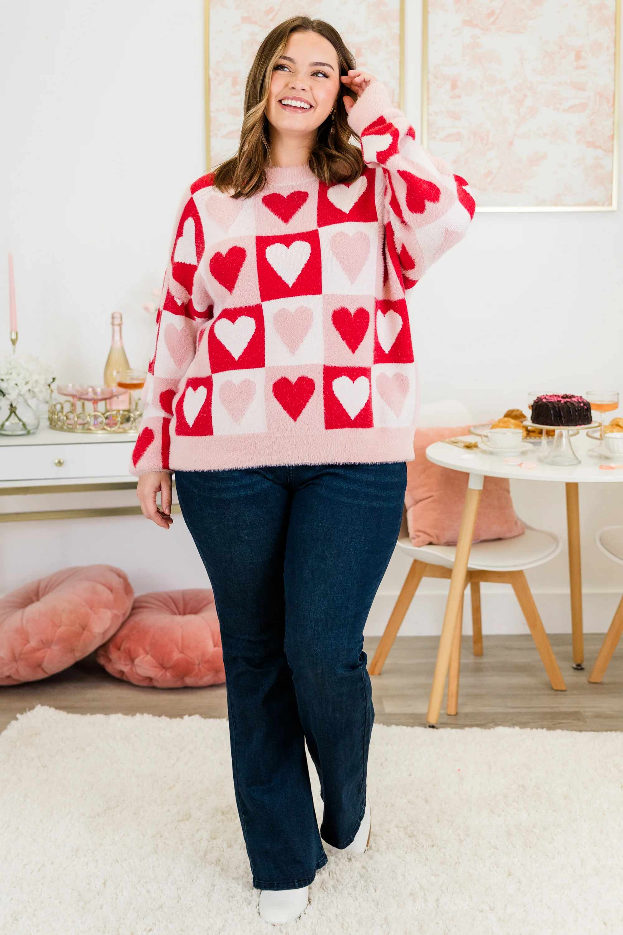 Two Hearts Beating Sweater, Red - Giverhouse