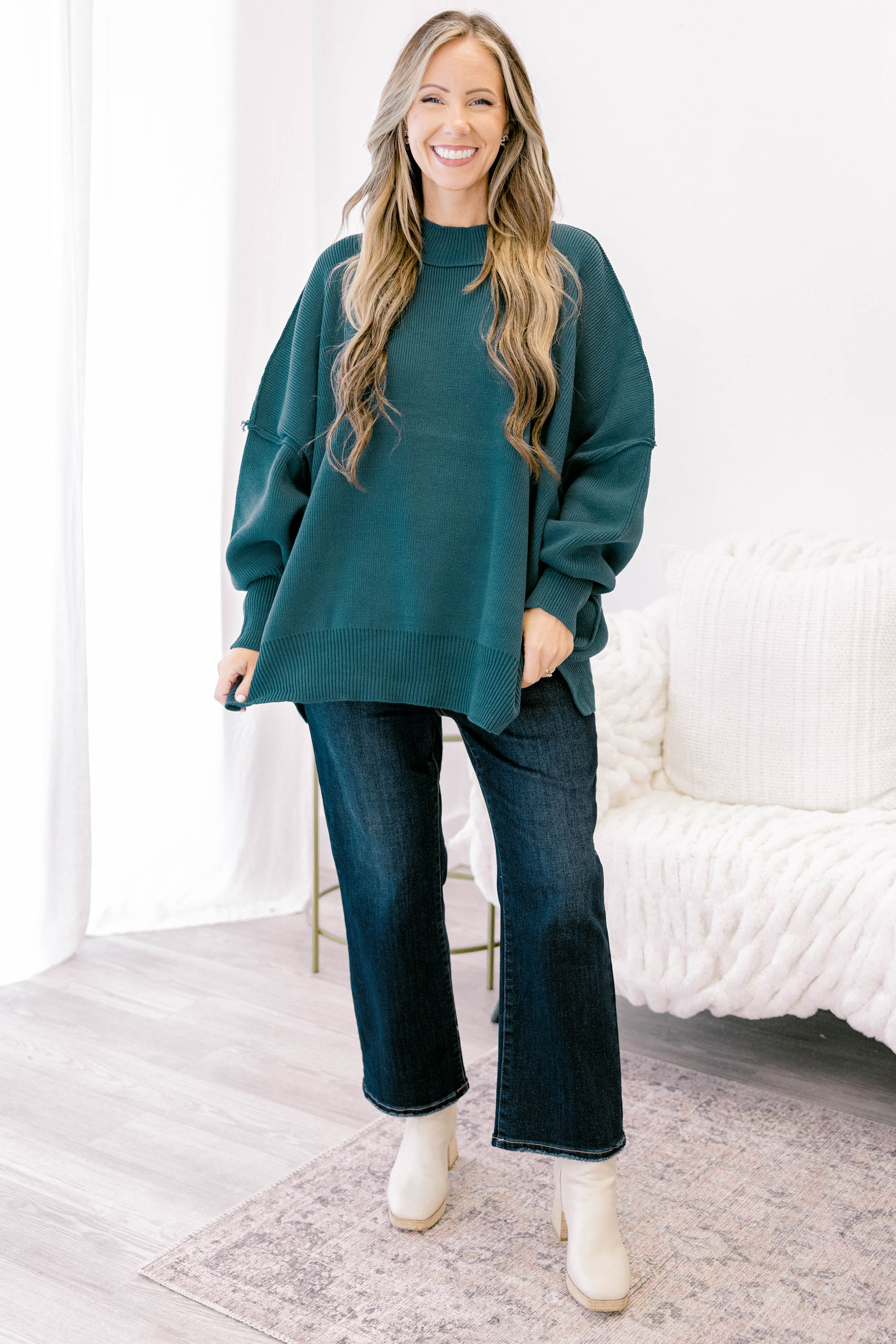 Perfectly Cozy Sweater, Teal - Giverhouse