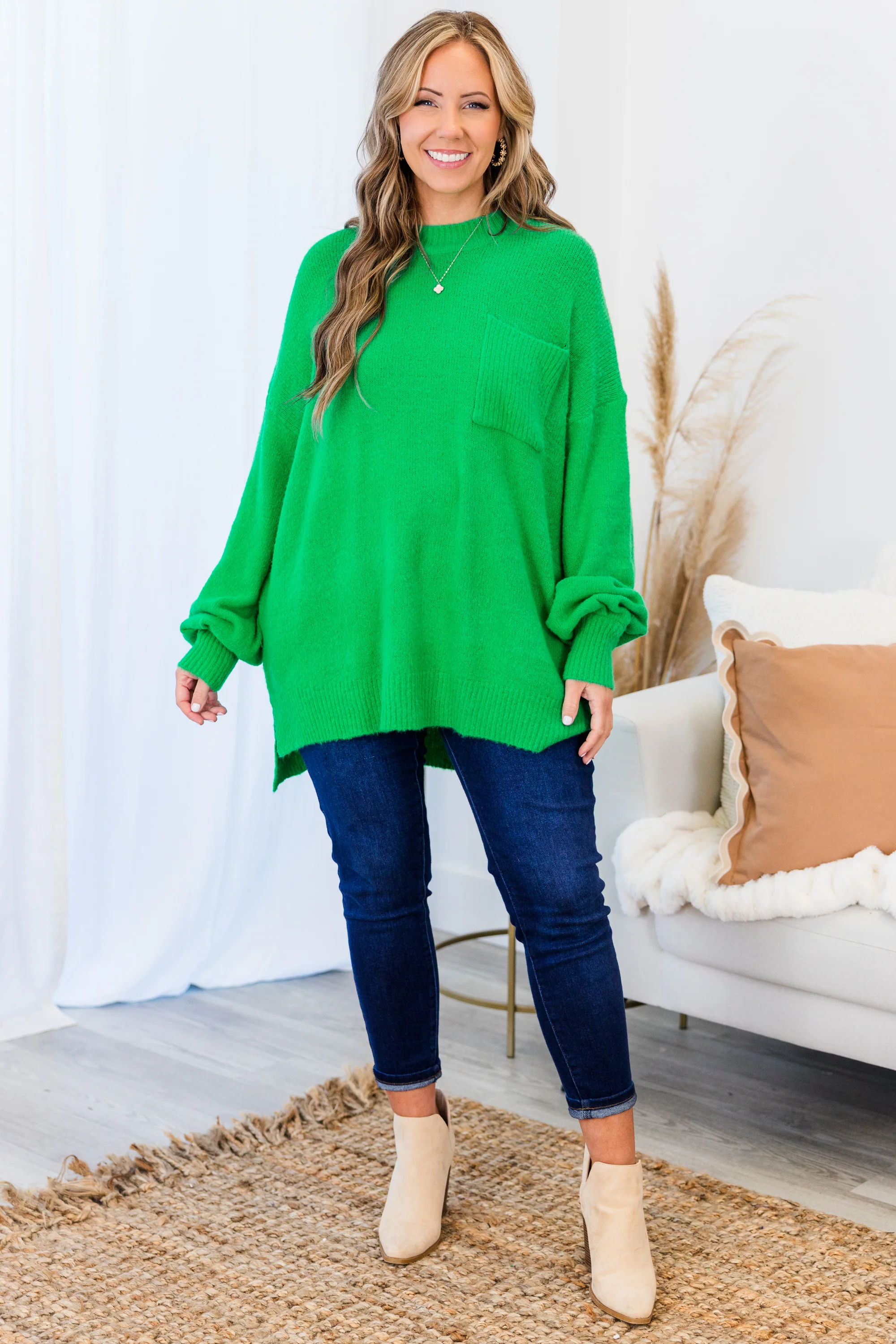 Reliable Love Sweater, Kelly Green - Giverhouse