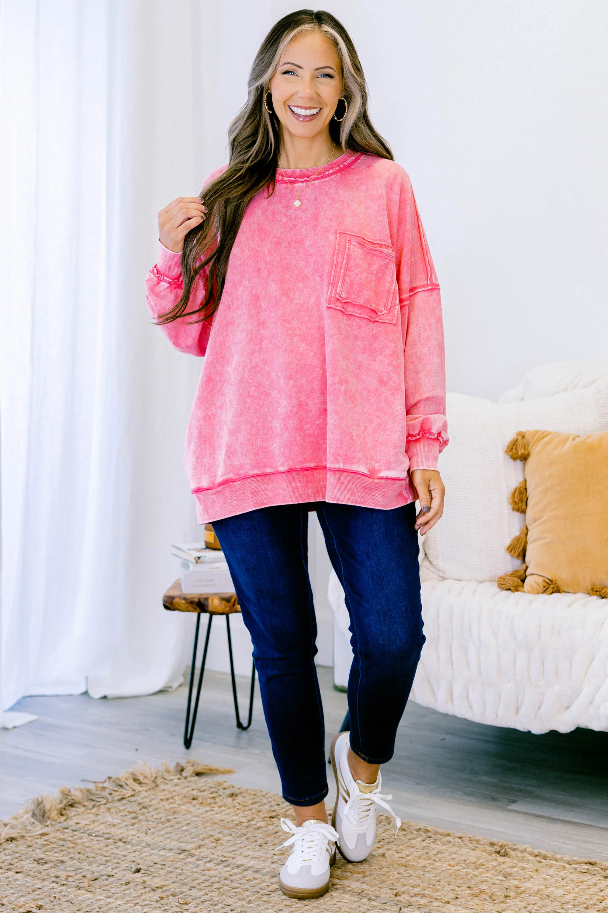 Staying Positive Top, Fuchsia - Giverhouse