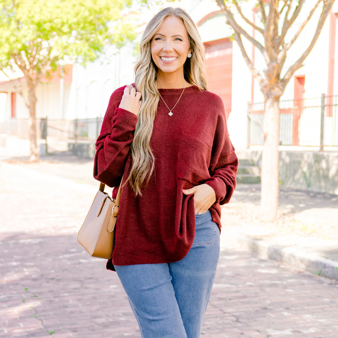 The Night Before Sweater, Heather Burgundy - Giverhouse