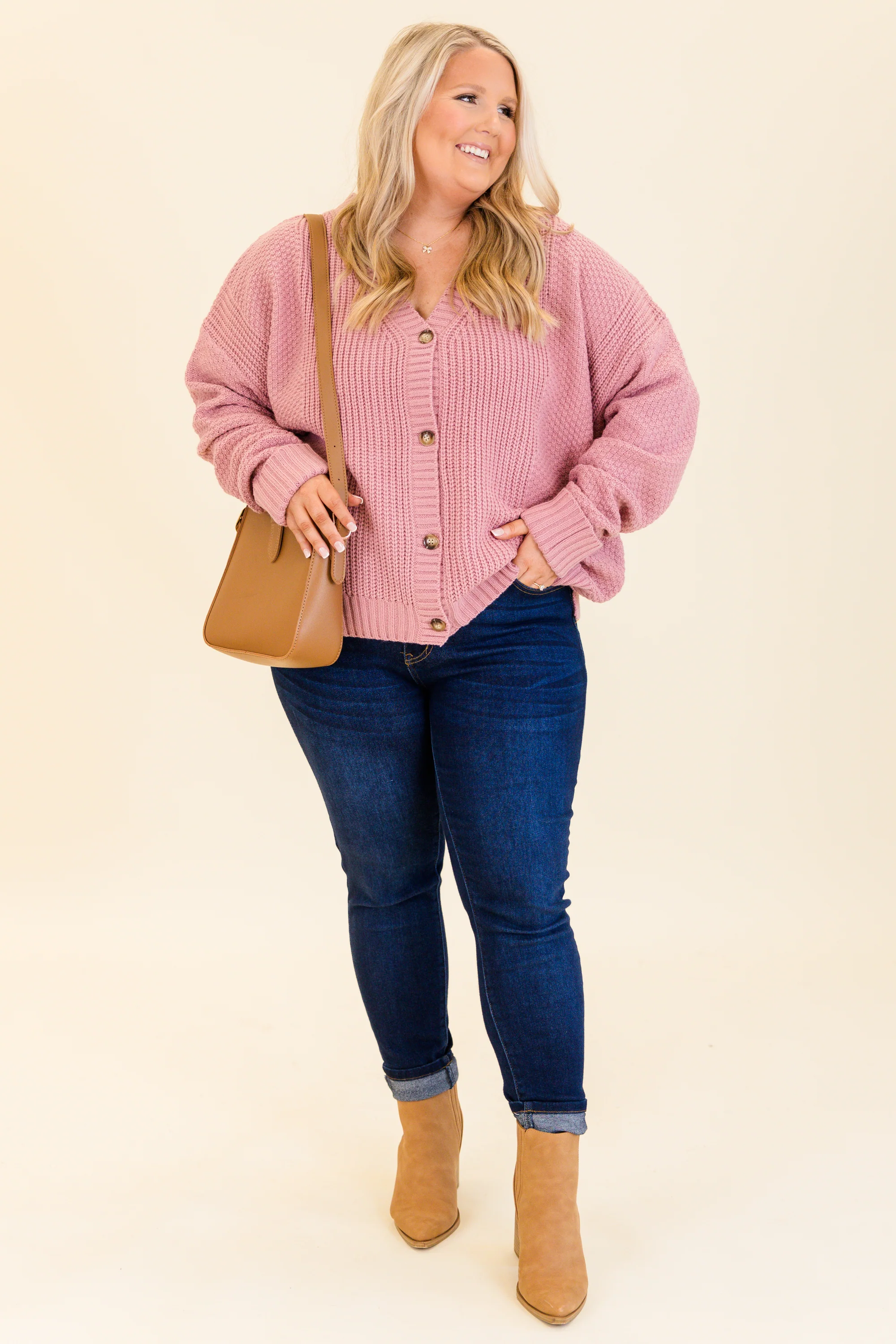 Crisp Evenings Cardigan, Mauve - Giverhouse