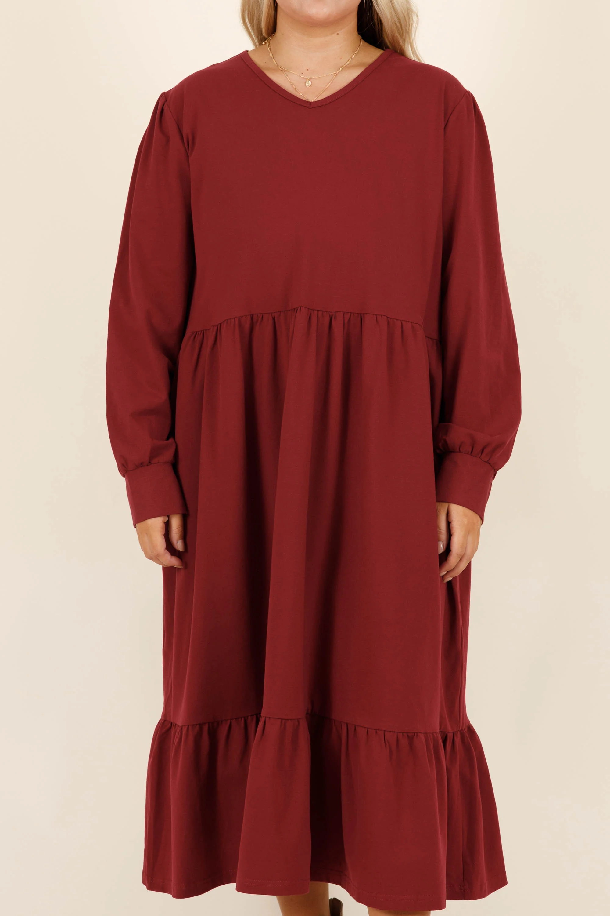 Remember The Past Dress, Burgundy - Giverhouse