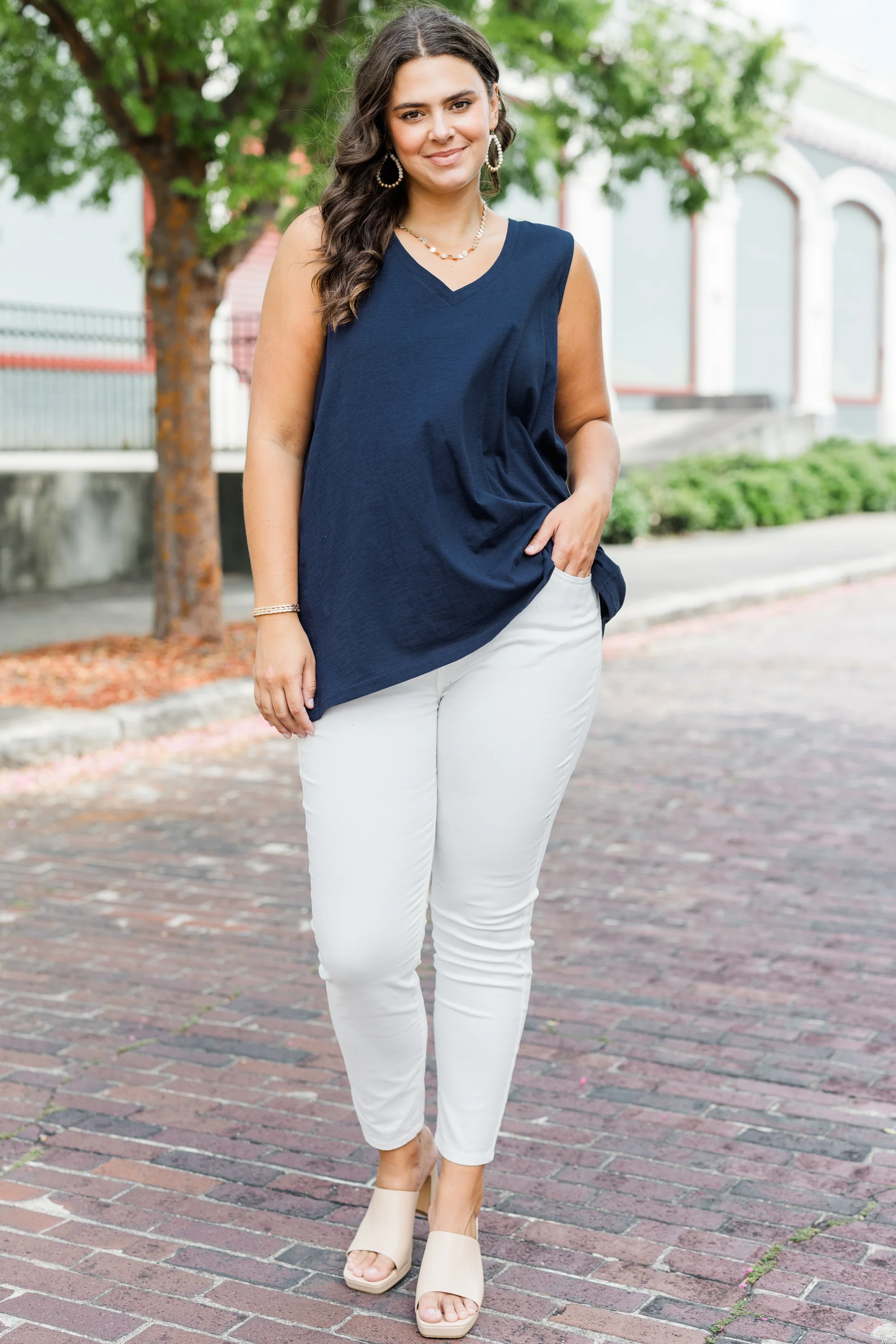 Time To Leave Top, Navy - Giverhouse