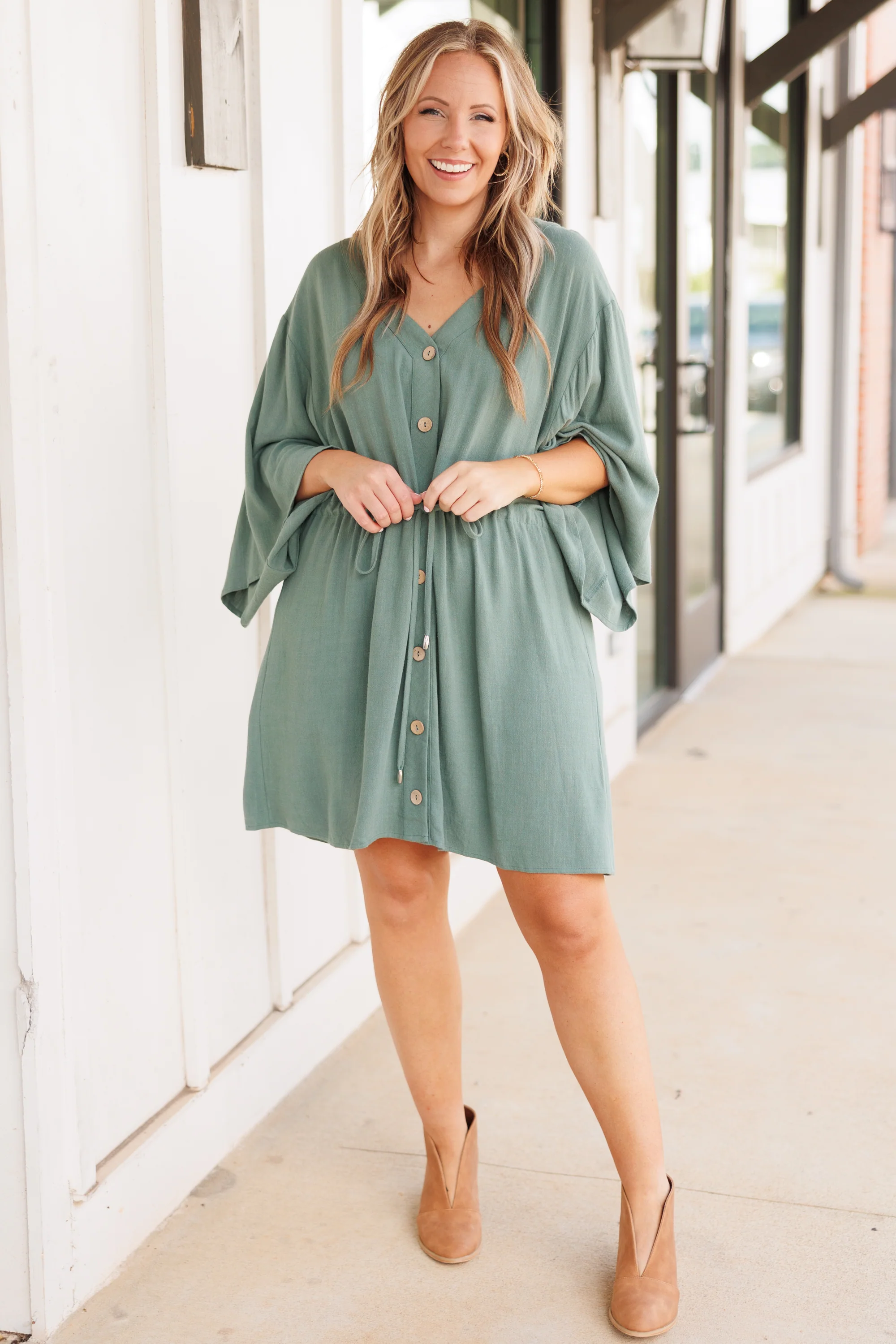 All Season Long Dress, Dark Sage - Giverhouse