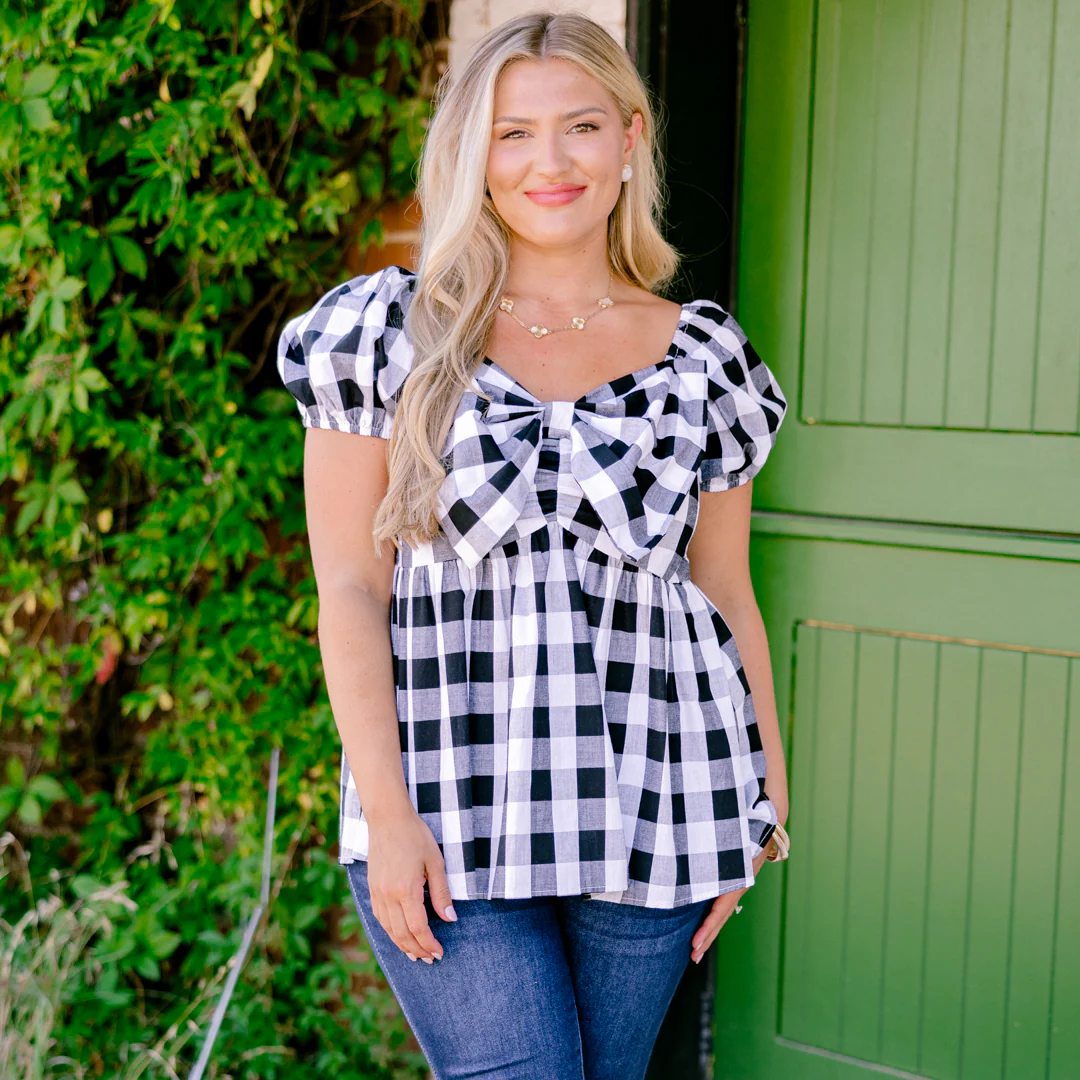 Speak Later Top, Black Gingham - Giverhouse