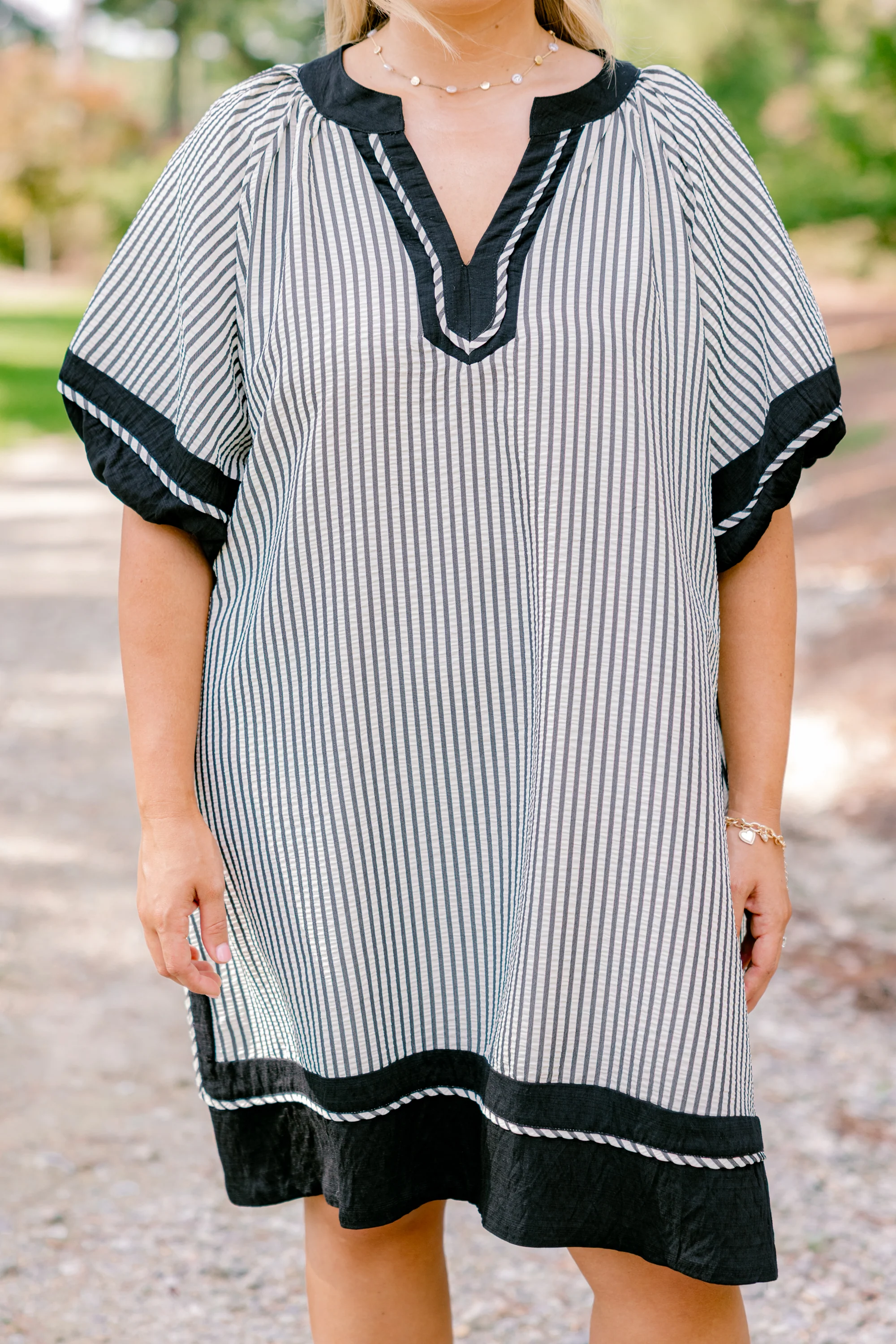 Keep Me Company Dress, Black Stripe - Giverhouse