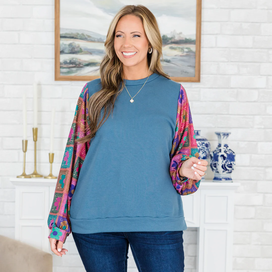 I'll Think About It Top, Slate Blue - Giverhouse