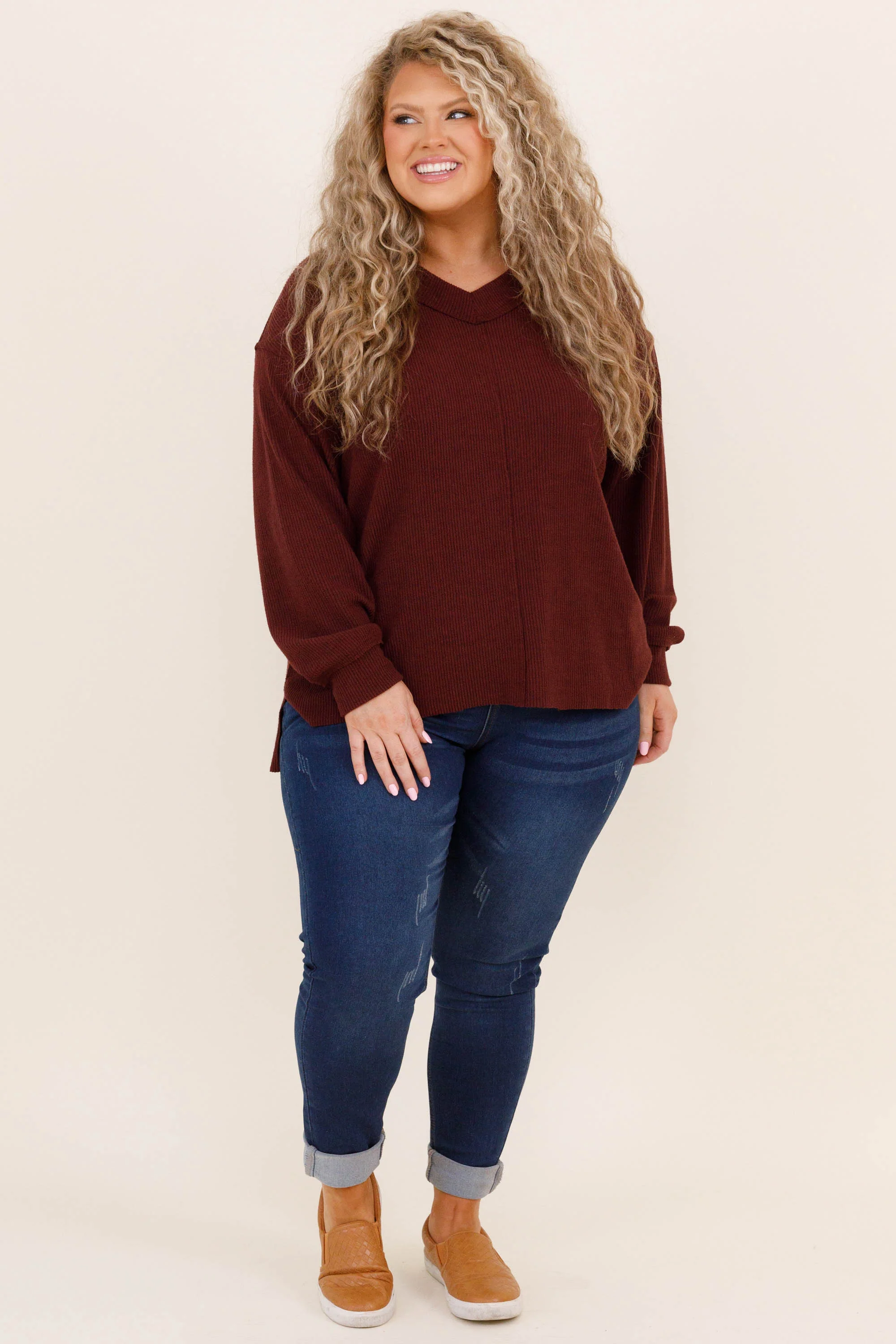 Cozy Textured Sweatshirt, Garnet - Giverhouse