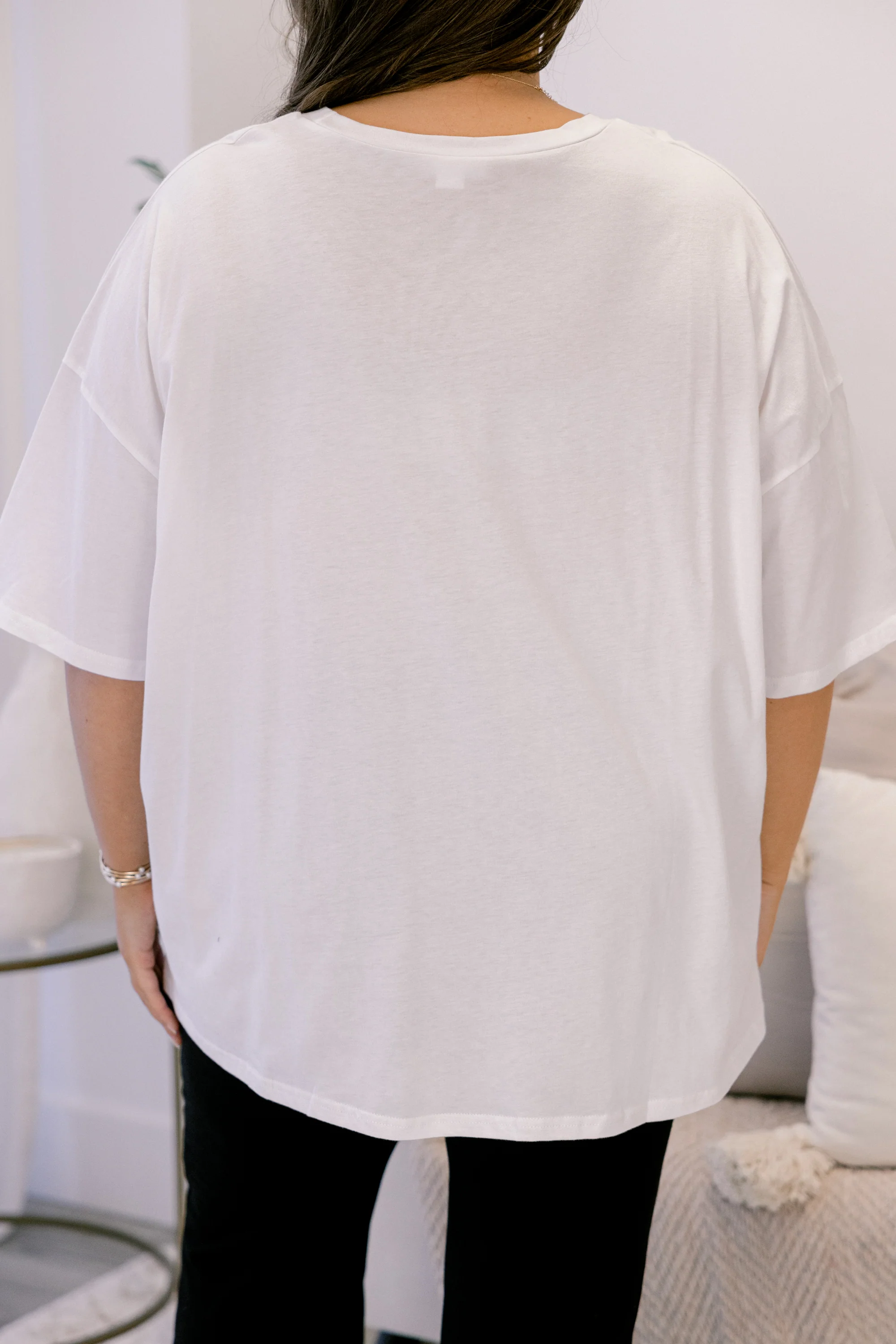 Wreath of Santa Imported Boyfriend Tee, White - Giverhouse