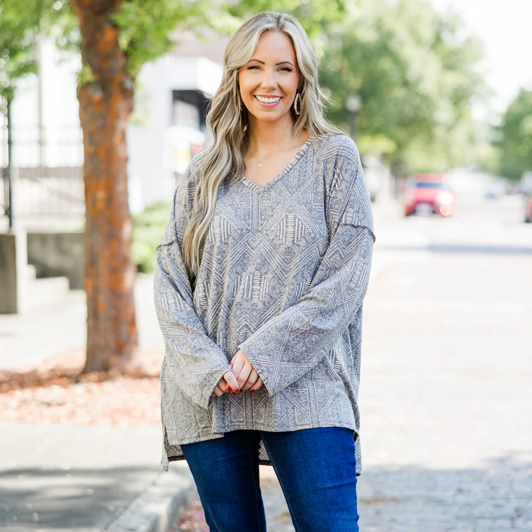 Full Of Charm Top, Gray - Giverhouse