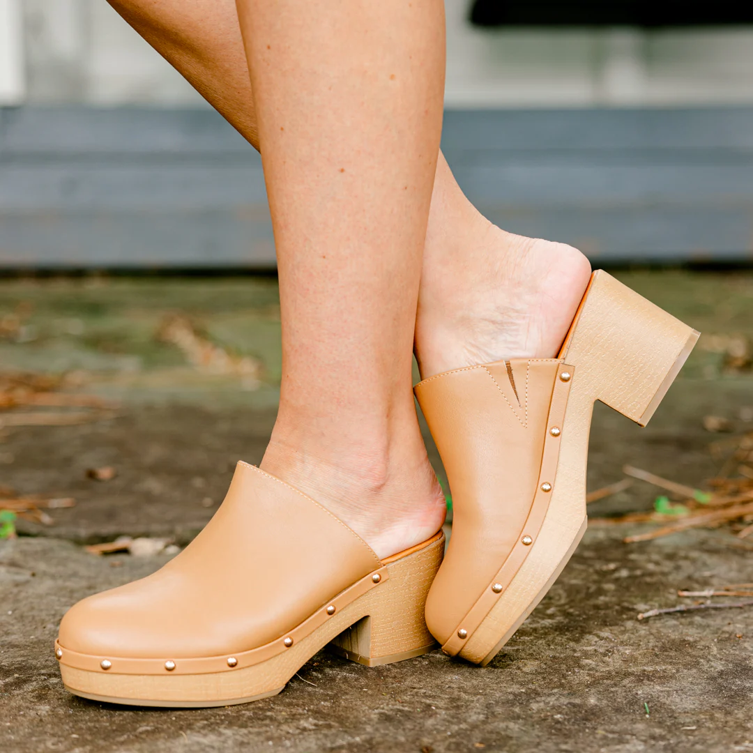 Take You Out Clogs, Tan - Giverhouse