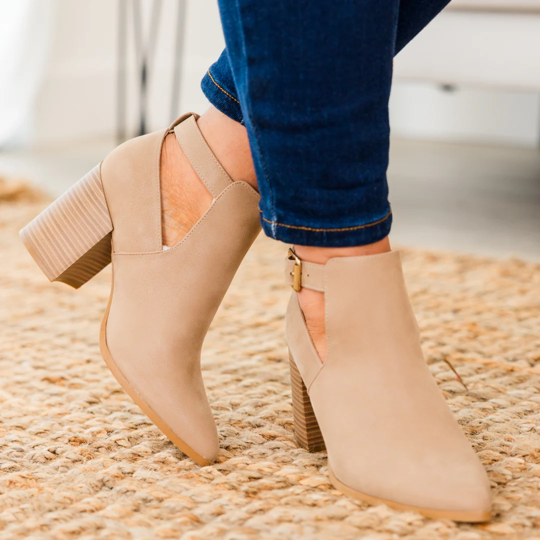 Lost Your Chance Booties, Taupe - Giverhouse