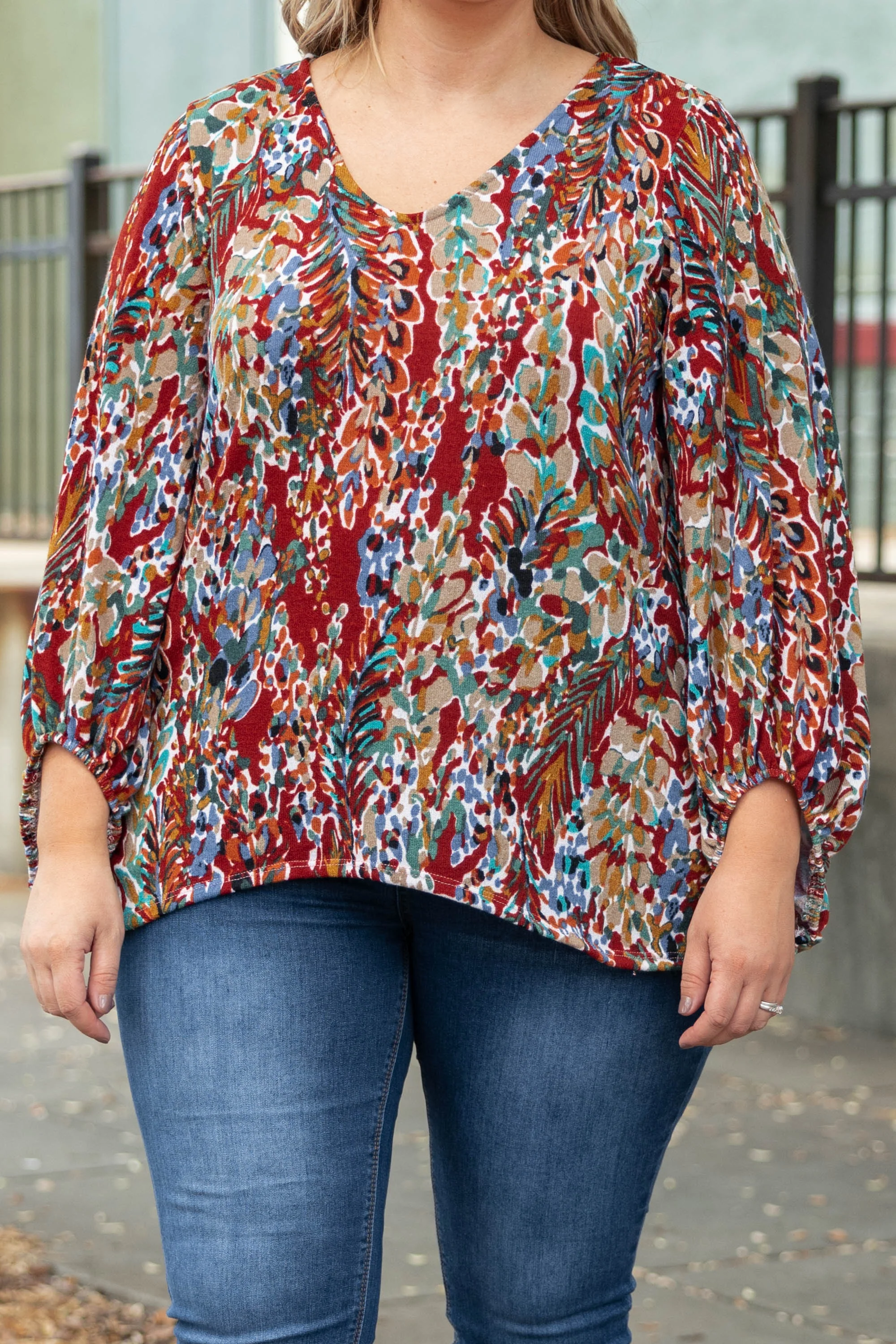 Honey Floral Top, Marsala - Giverhouse
