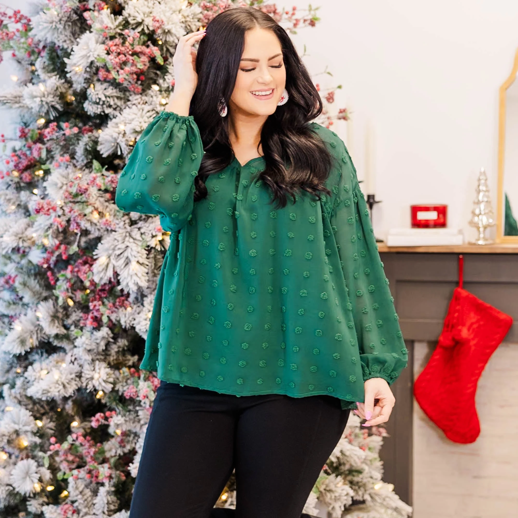 A Dot And A Skip Away Top, Green - Giverhouse