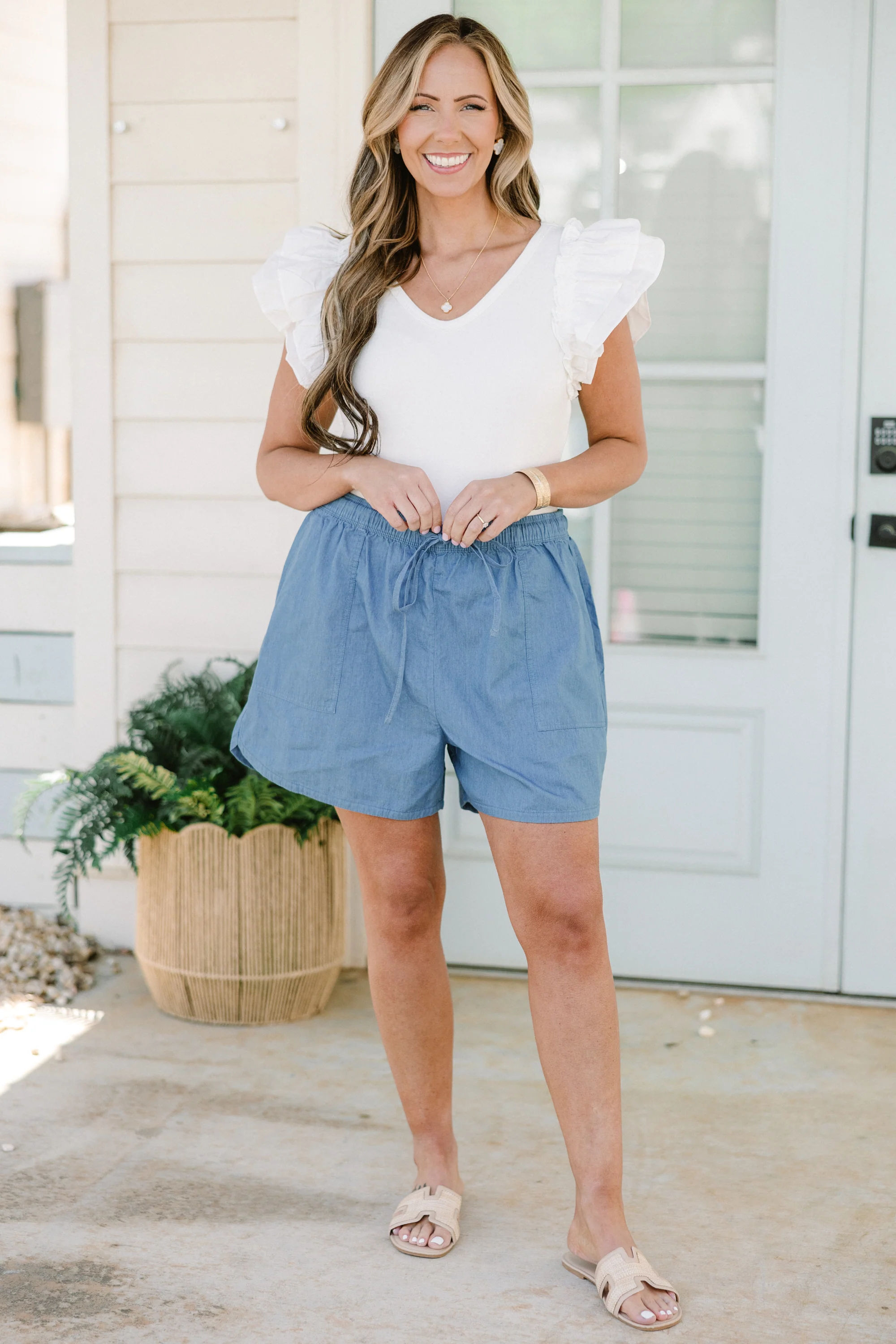 Livin' Life Fully Shorts, Light Denim - Giverhouse