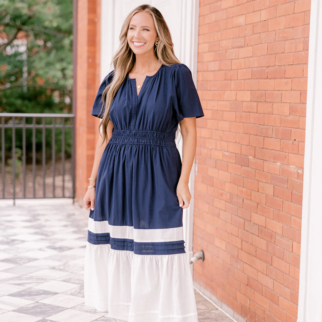 Wish Me Joy Dress, Navy - Giverhouse