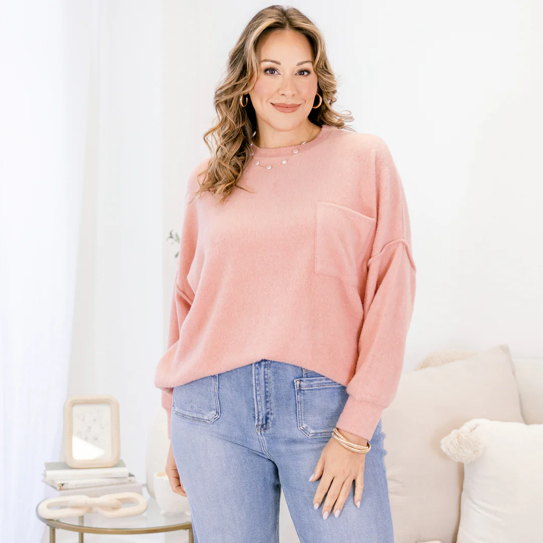 Just Take A Break Sweater, Tan Rose - Giverhouse