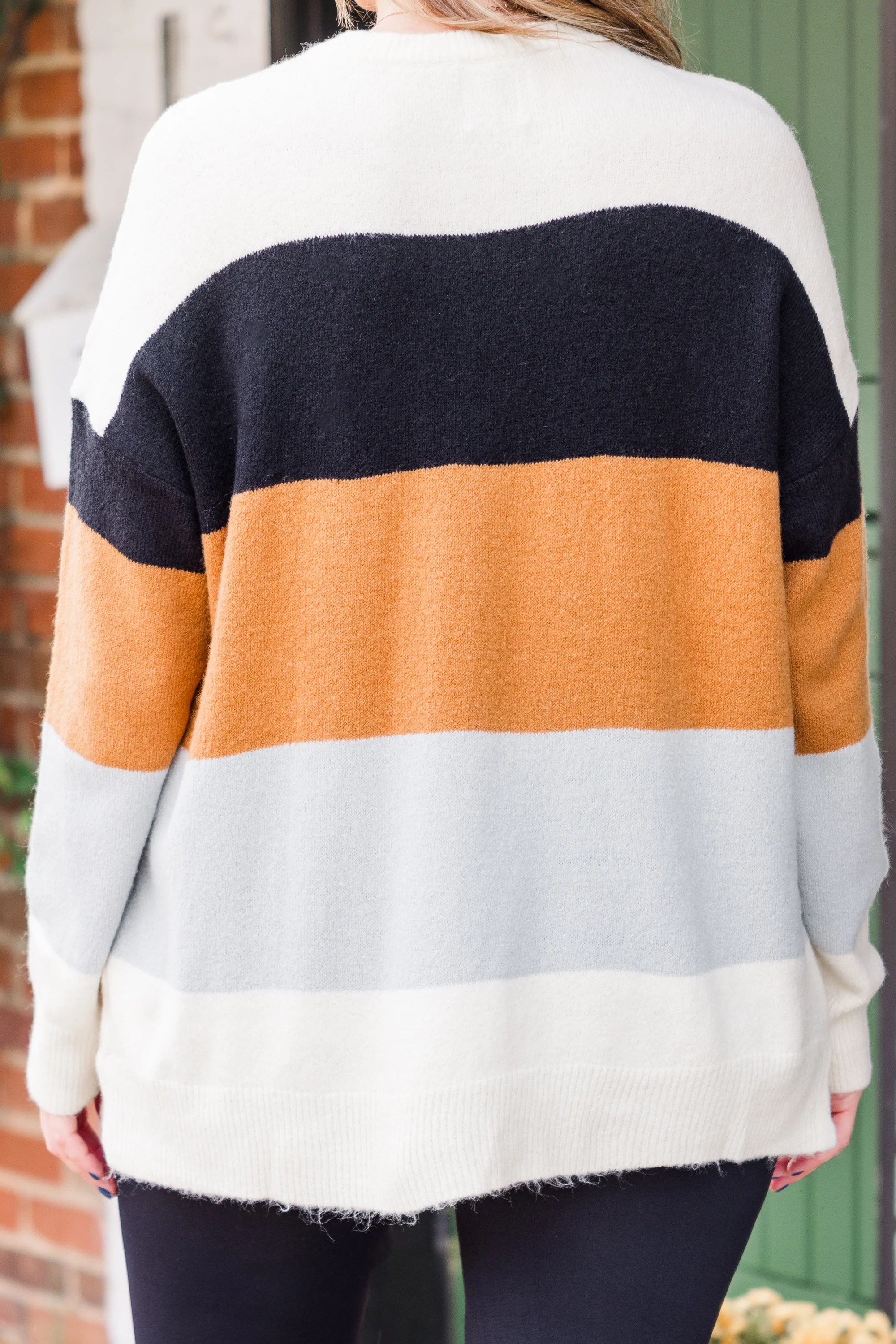 Spice Latte Stripe Sweater, Black-Mustard - Giverhouse