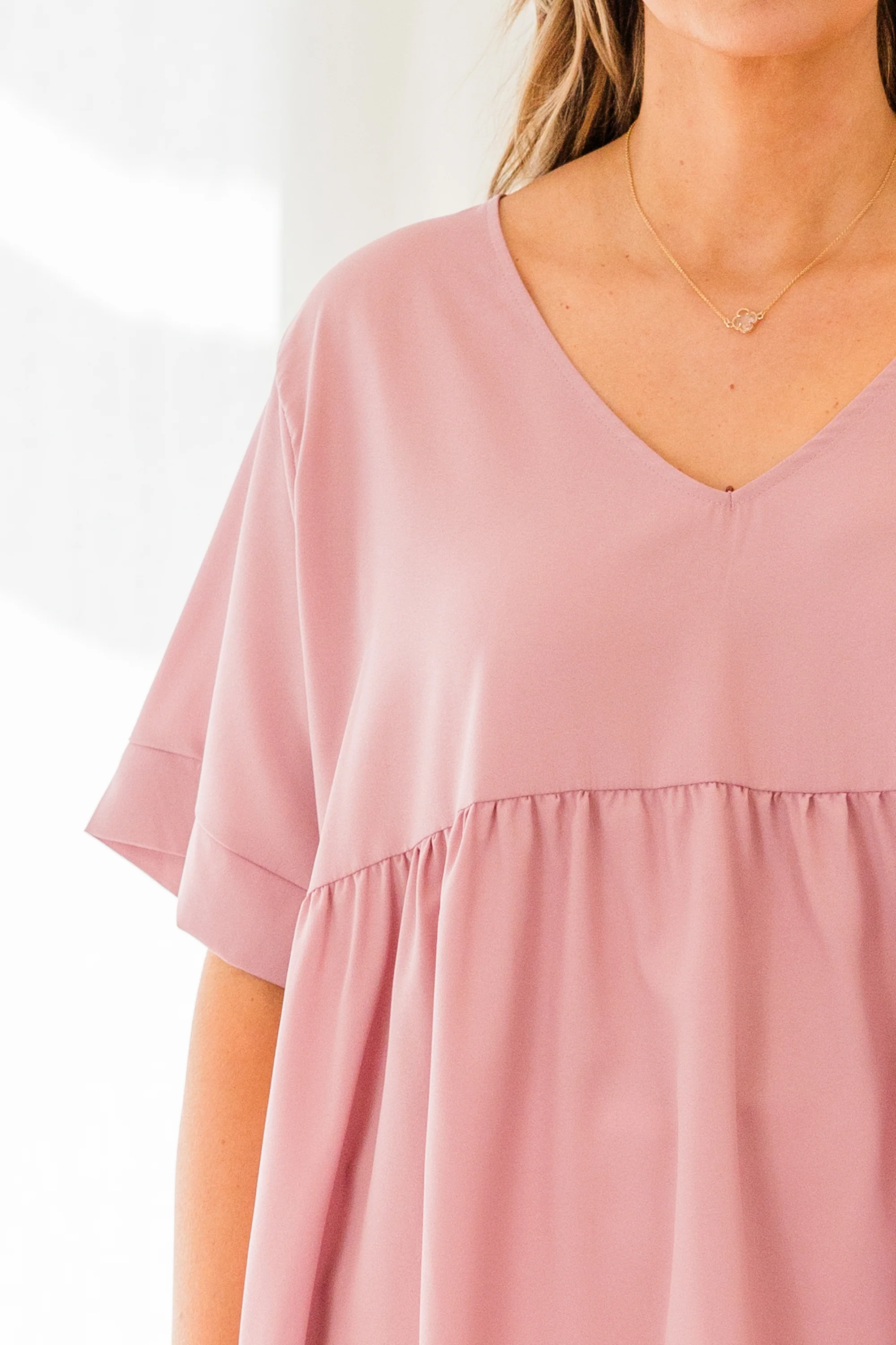 Primrose Babydoll Top, Light Rose - Giverhouse