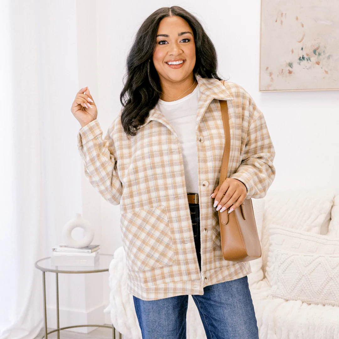 Can't Be Rushed Jacket, Brown Plaid - Giverhouse