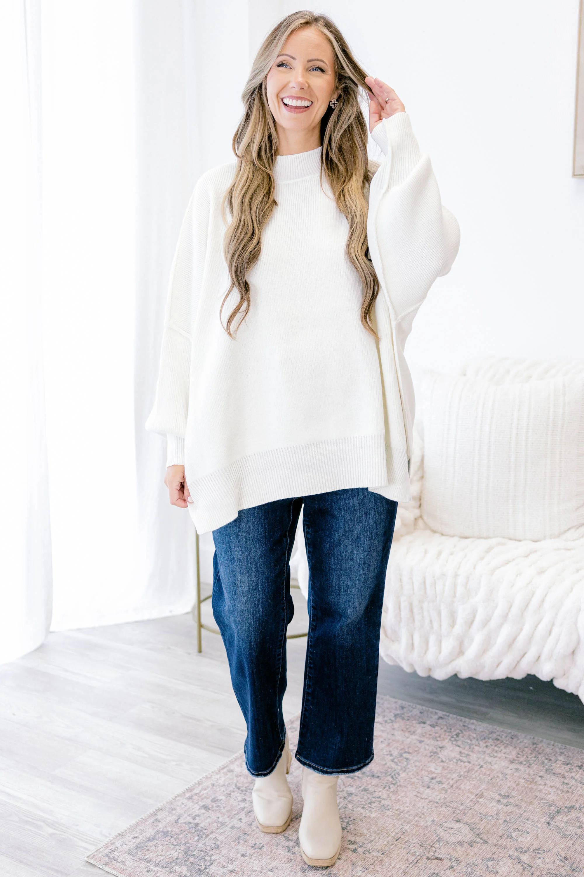 Perfectly Cozy Sweater, Ivory - Giverhouse