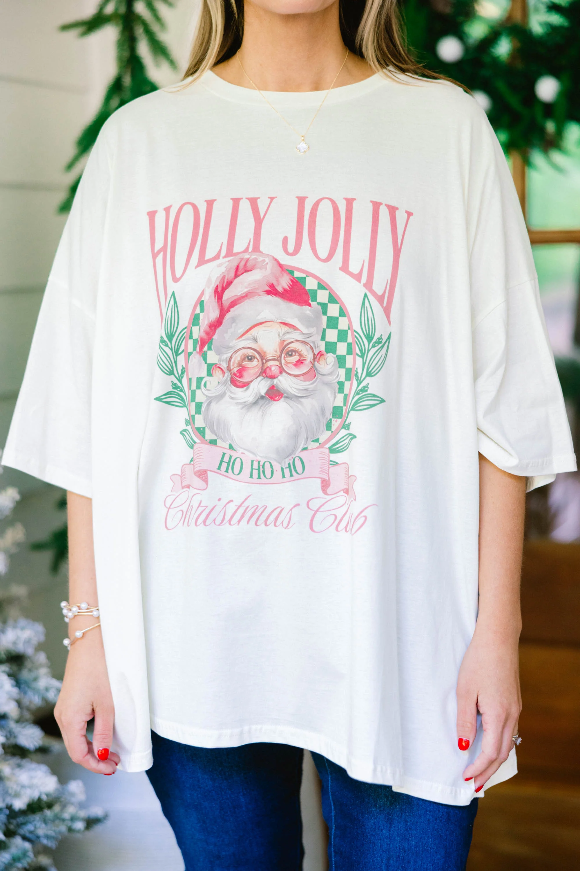 Christmas Club Boyfriend Tee, Ivory - Giverhouse