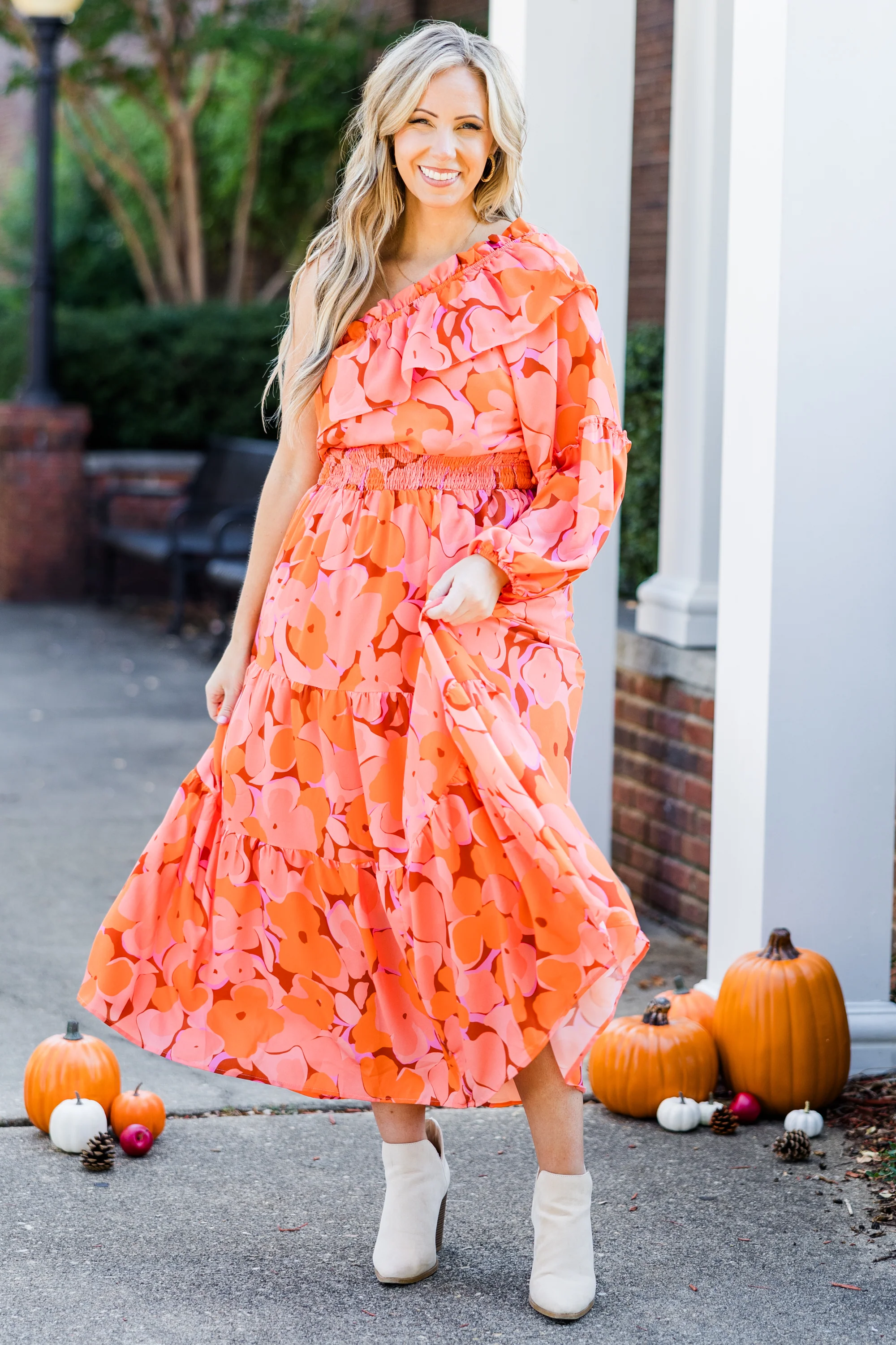 Love In The Moment Maxi Dress, Orange Floral - Giverhouse