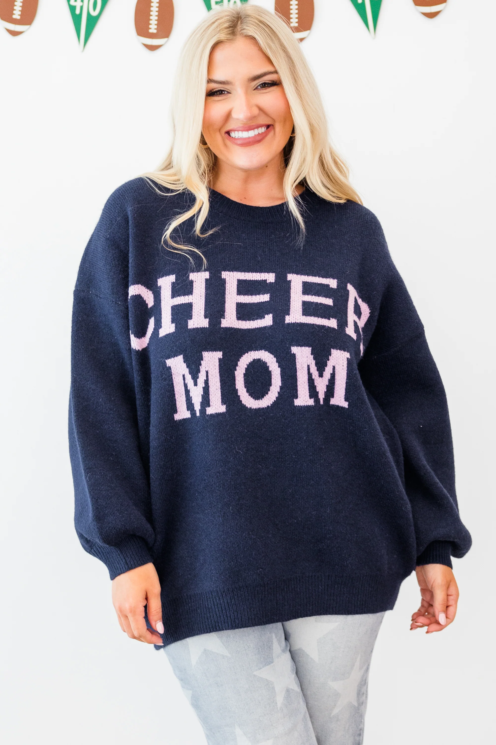 Cheer Mom Sweater, Navy - Giverhouse