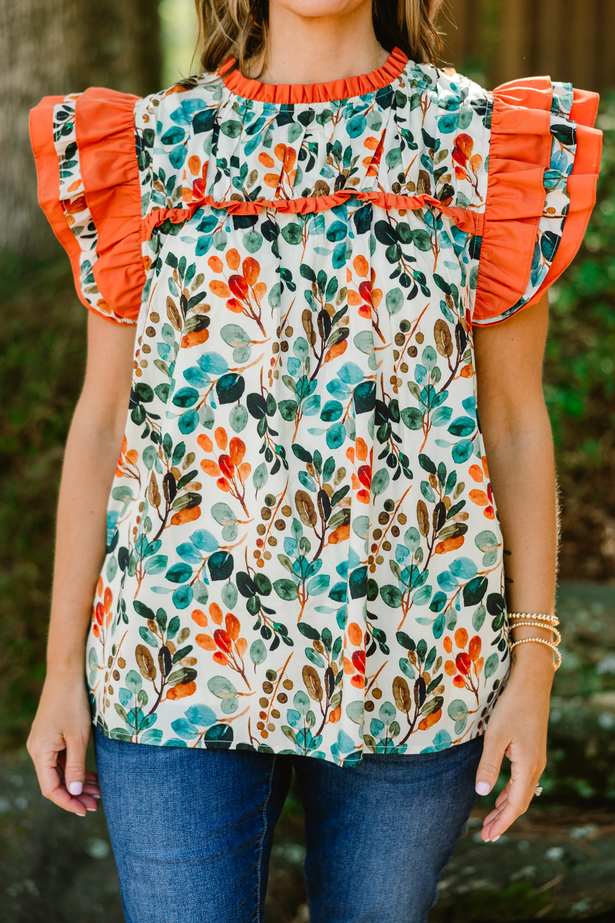 Daisy Dreams Top, Orange Floral - Giverhouse