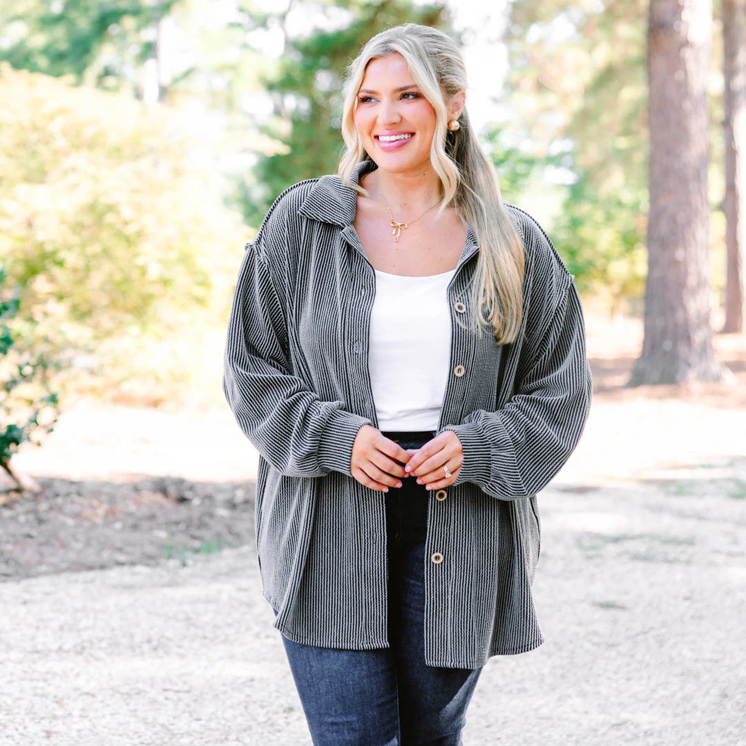 Same For Me Shacket, Charcoal - Giverhouse