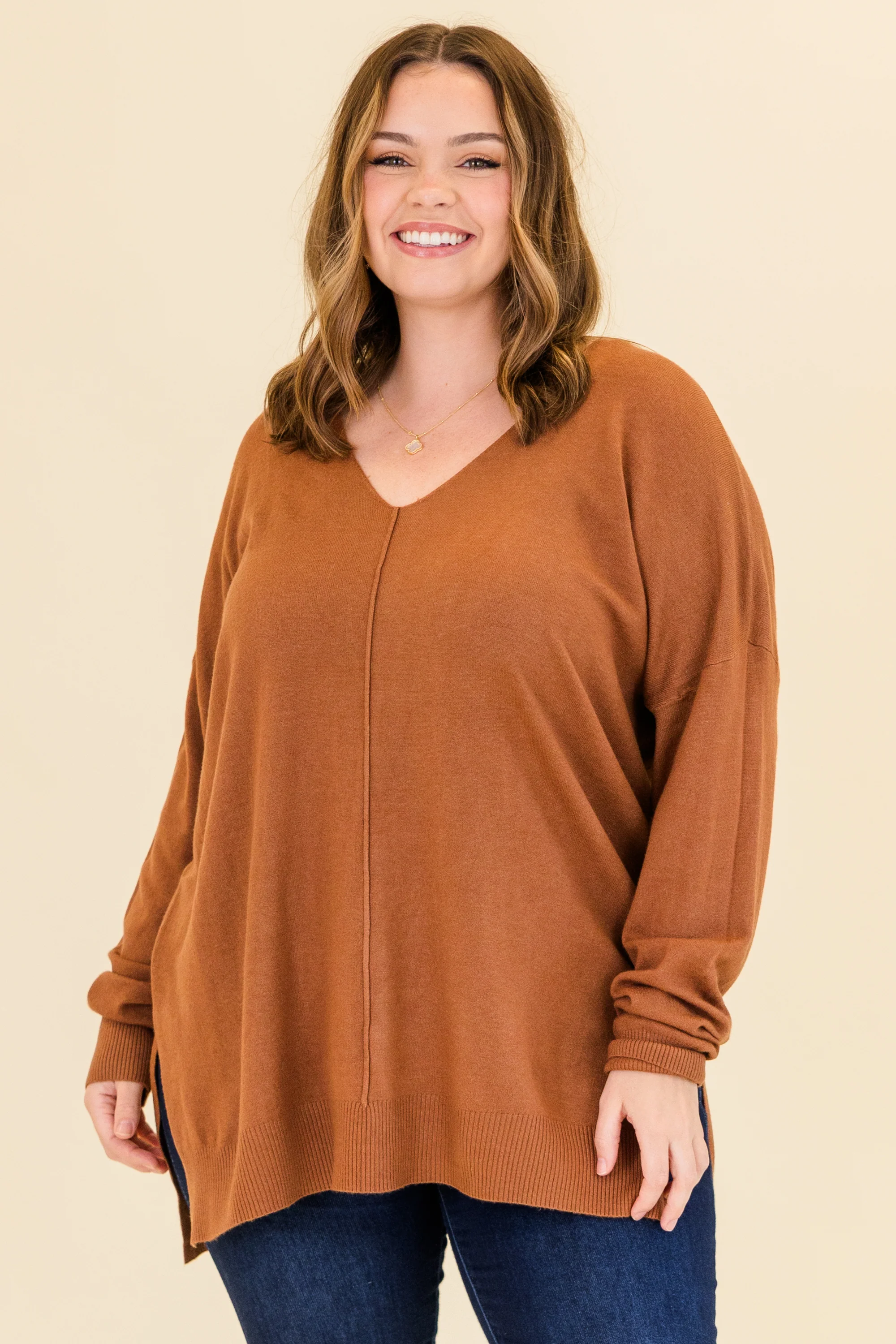 Perfect For Outside Sweater, Heather Deep Camel - Giverhouse