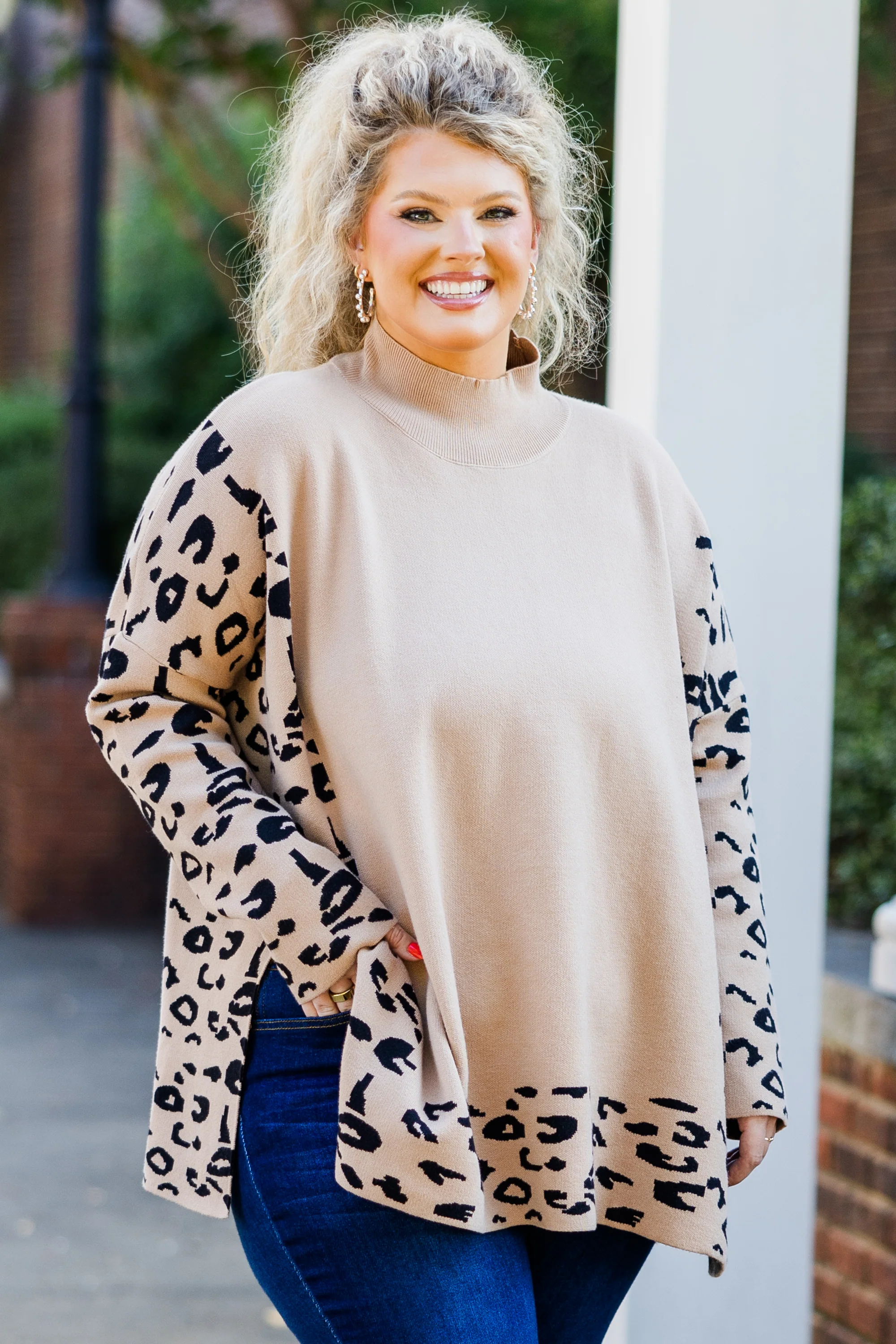 Time To Walk Away Sweater Tunic, Taupe - Giverhouse