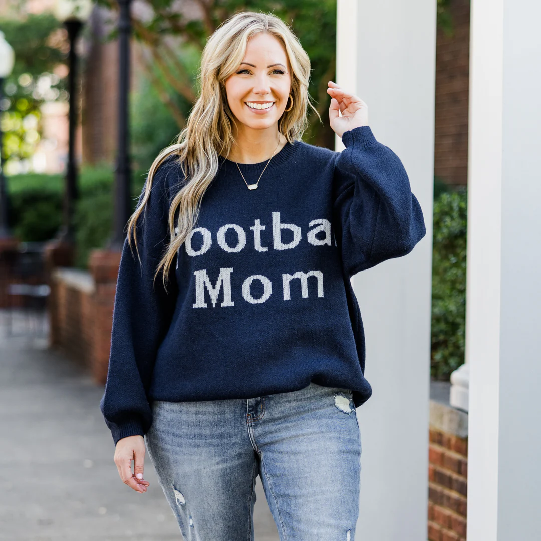 Football Mom Sweater, Navy - Giverhouse