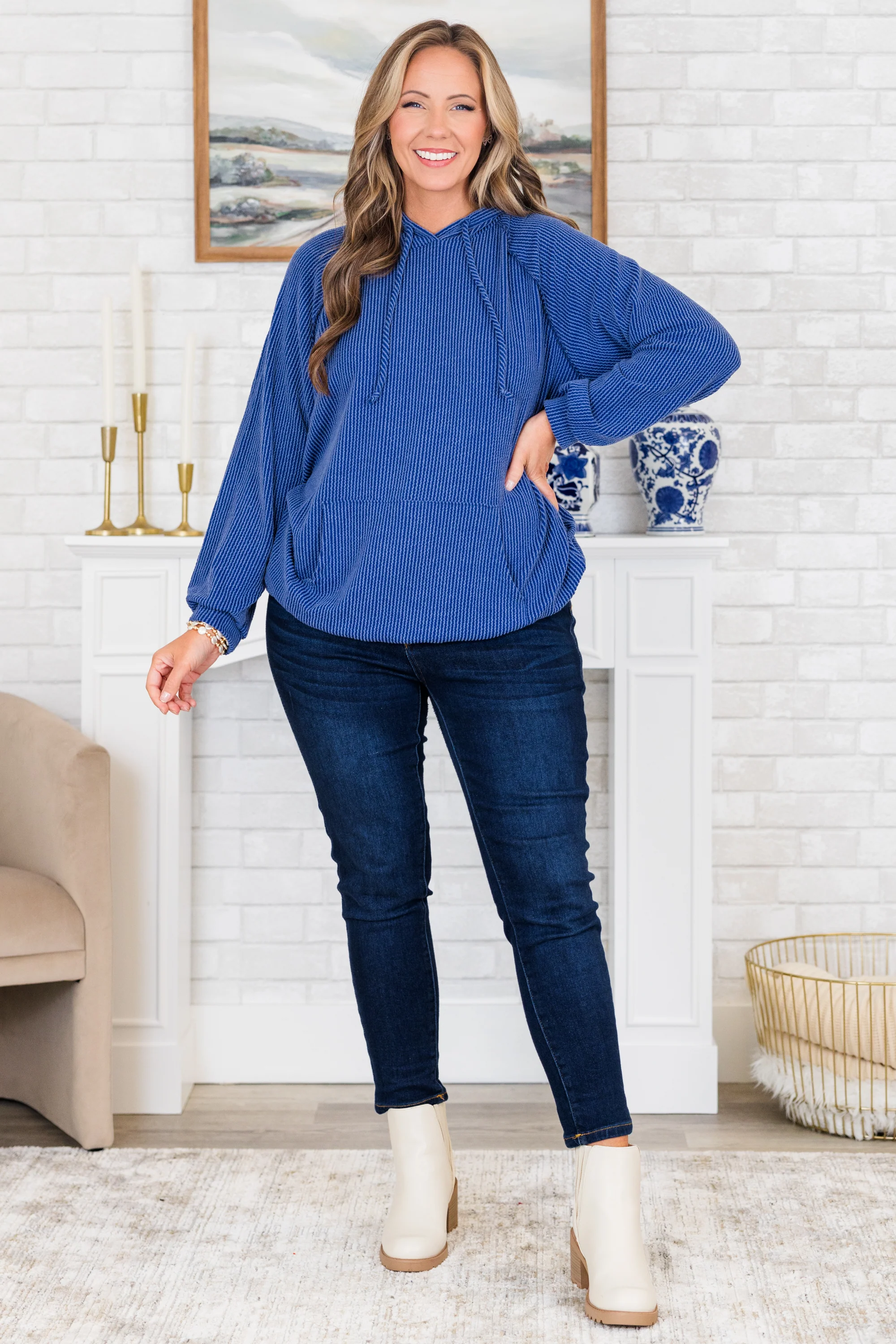 Fireside Cozy Hoodie, Indigo - Giverhouse