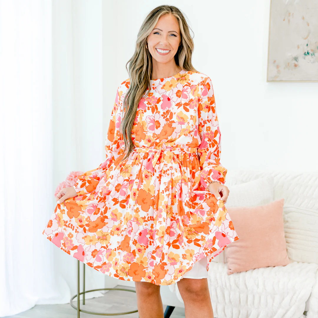 Gentle Heart Dress, Orange - Giverhouse