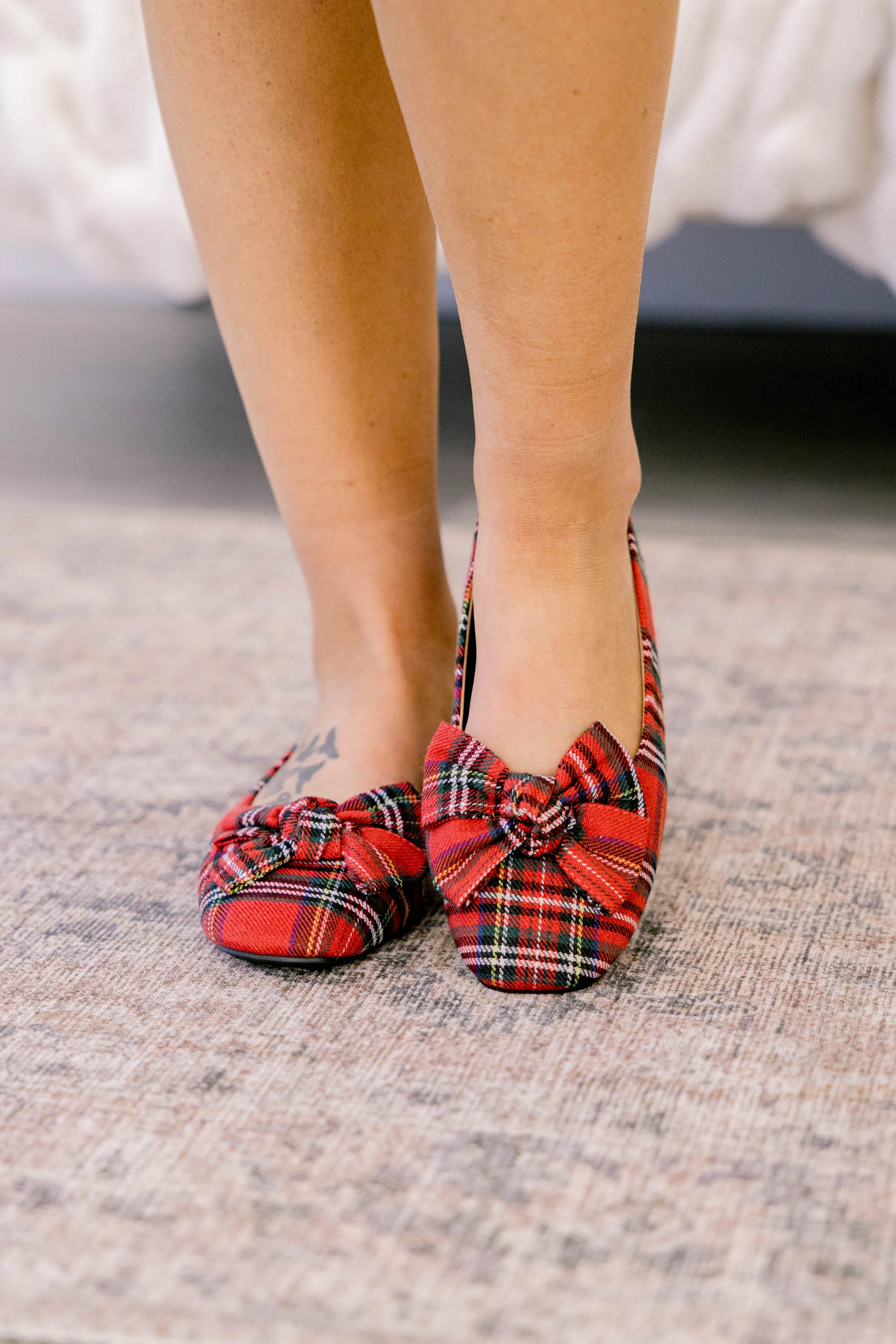Corky's: Step Into The Holidays Flats, Red Plaid - Giverhouse